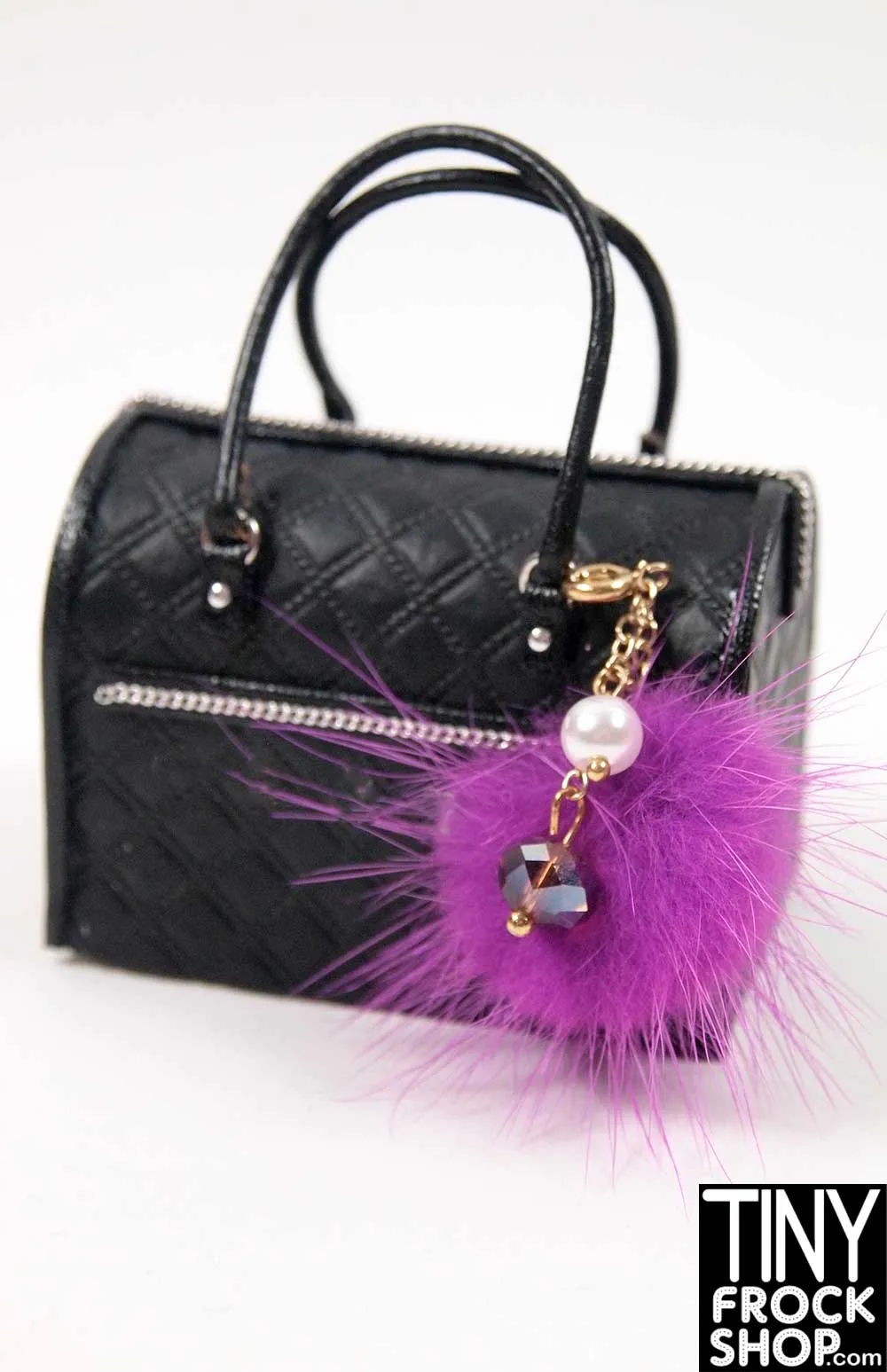 12" Fashion Doll Luxe Mink Pom Pom Handbag Charm by Pam Maness for TFS