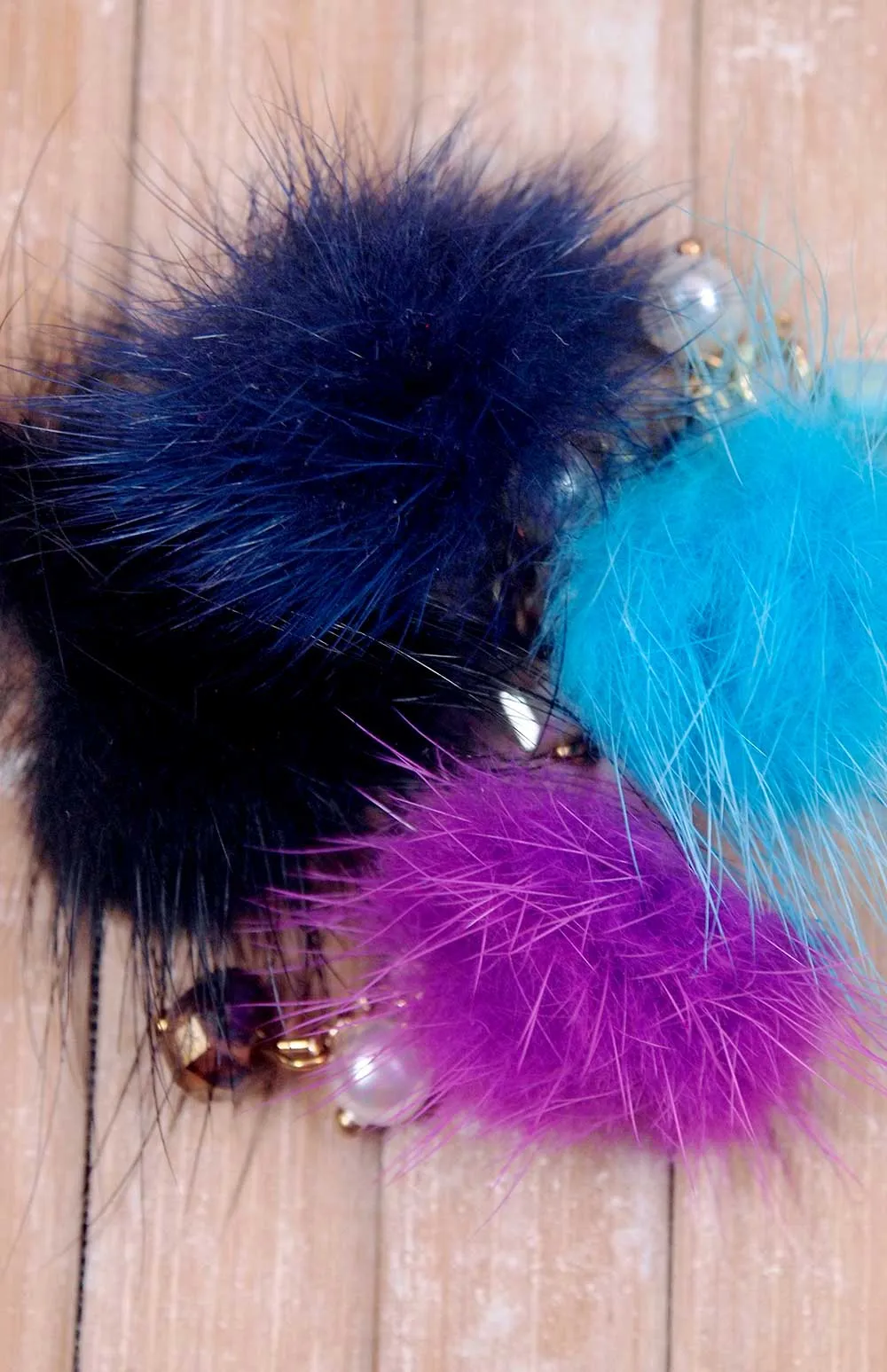 12" Fashion Doll Luxe Mink Pom Pom Handbag Charm by Pam Maness for TFS