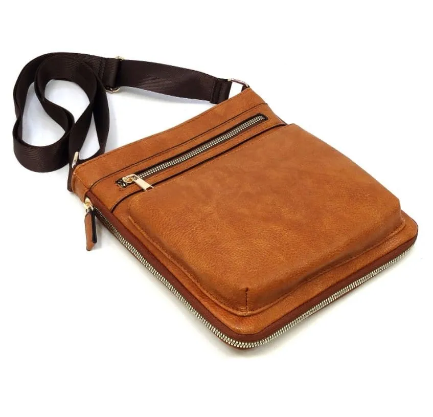 AD1238 Front Zippered Crossbody Bag