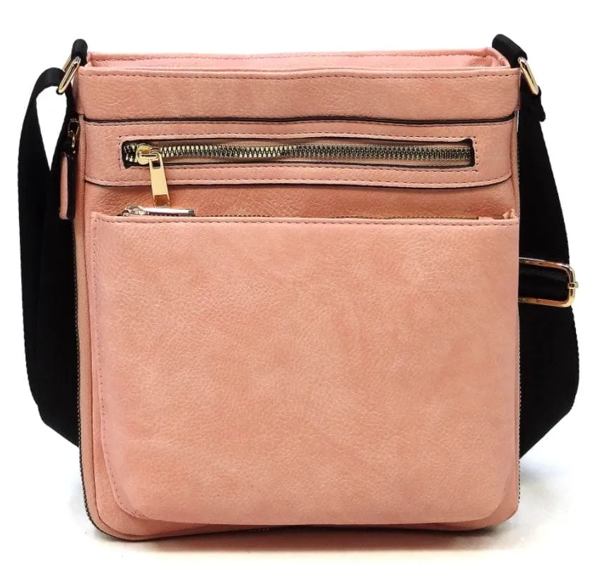 AD1238 Front Zippered Crossbody Bag