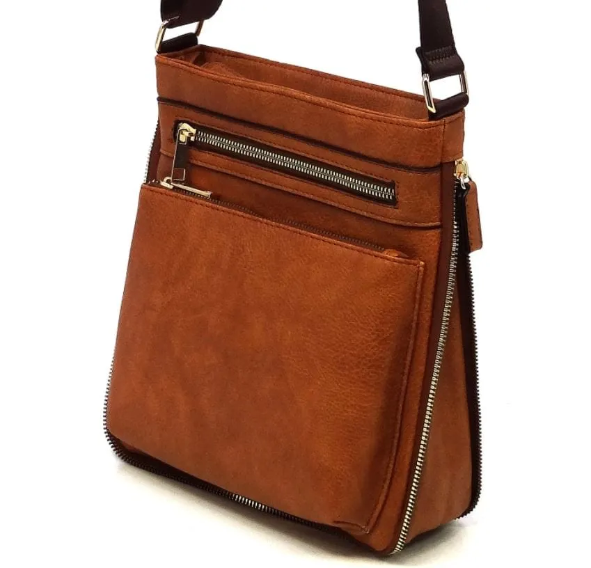 AD1238 Front Zippered Crossbody Bag