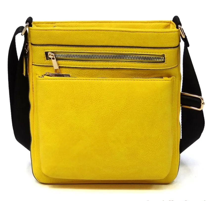 AD1238 Front Zippered Crossbody Bag