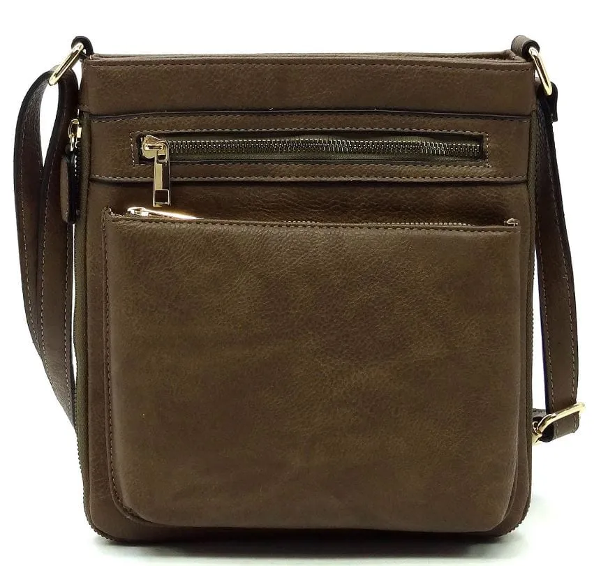 AD1238 Front Zippered Crossbody Bag