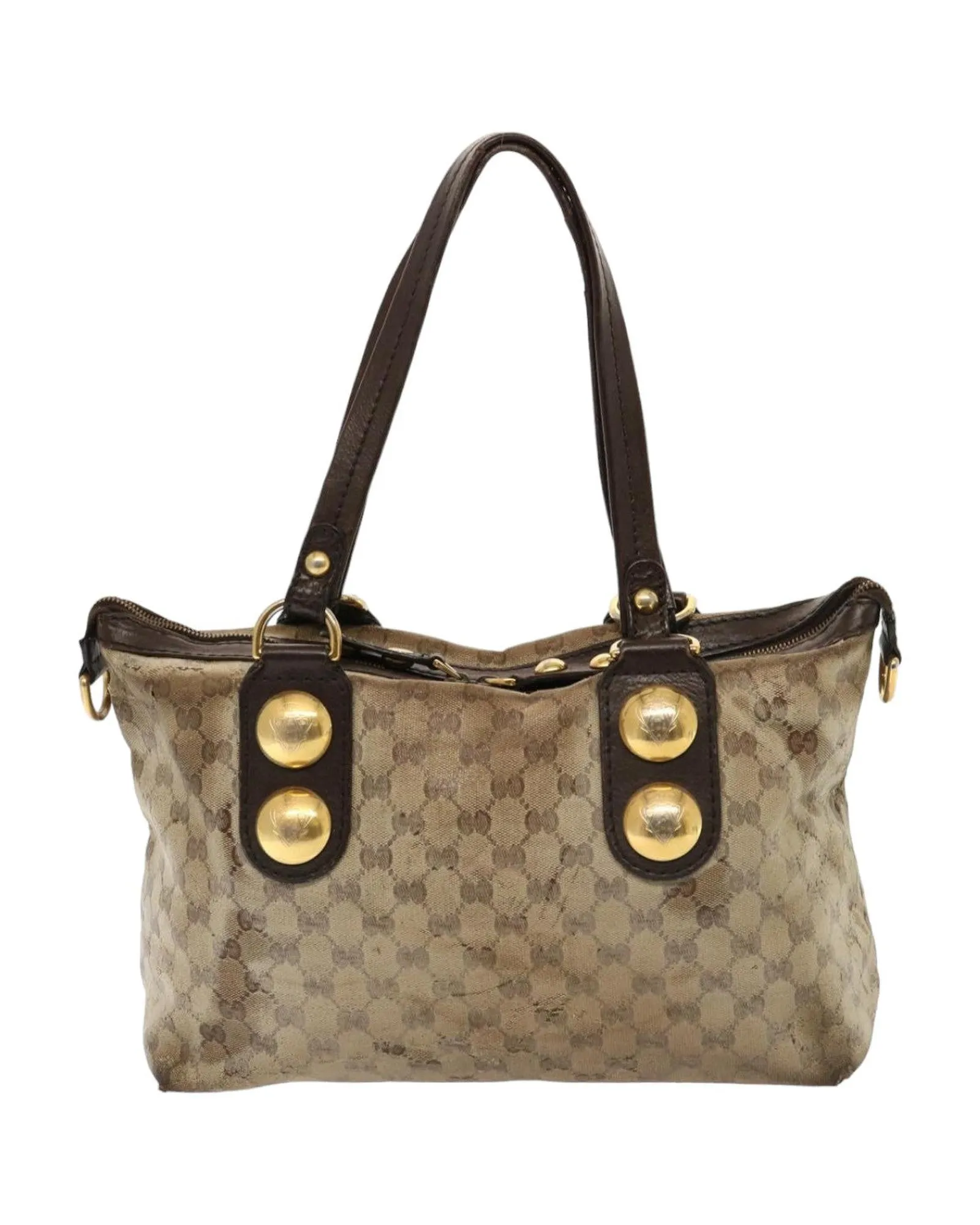 Authentic Beige GG Canvas Crystal Tote Bag