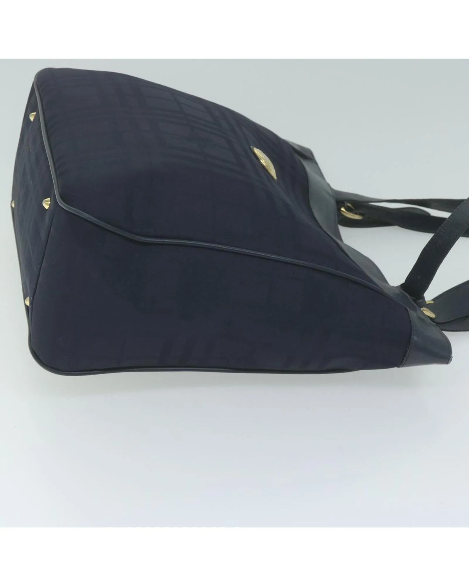 Authentic Burberrys Navy Tote Bag in Classic Nova Check Design