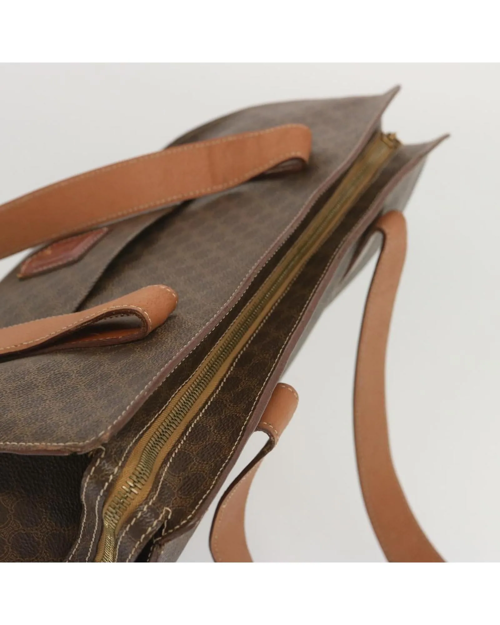 Authentic Macadam Canvas Tote Bag in Brown by Celine