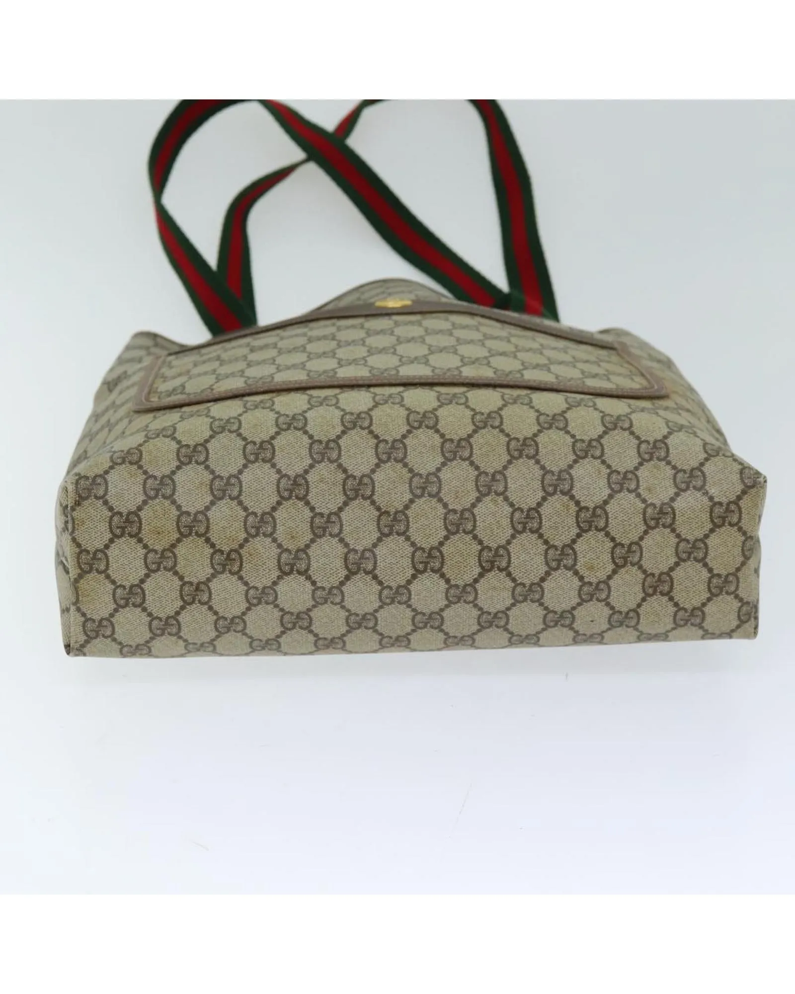 Beige GG Supreme Tote Bag with Web Detail by Luxury Designer