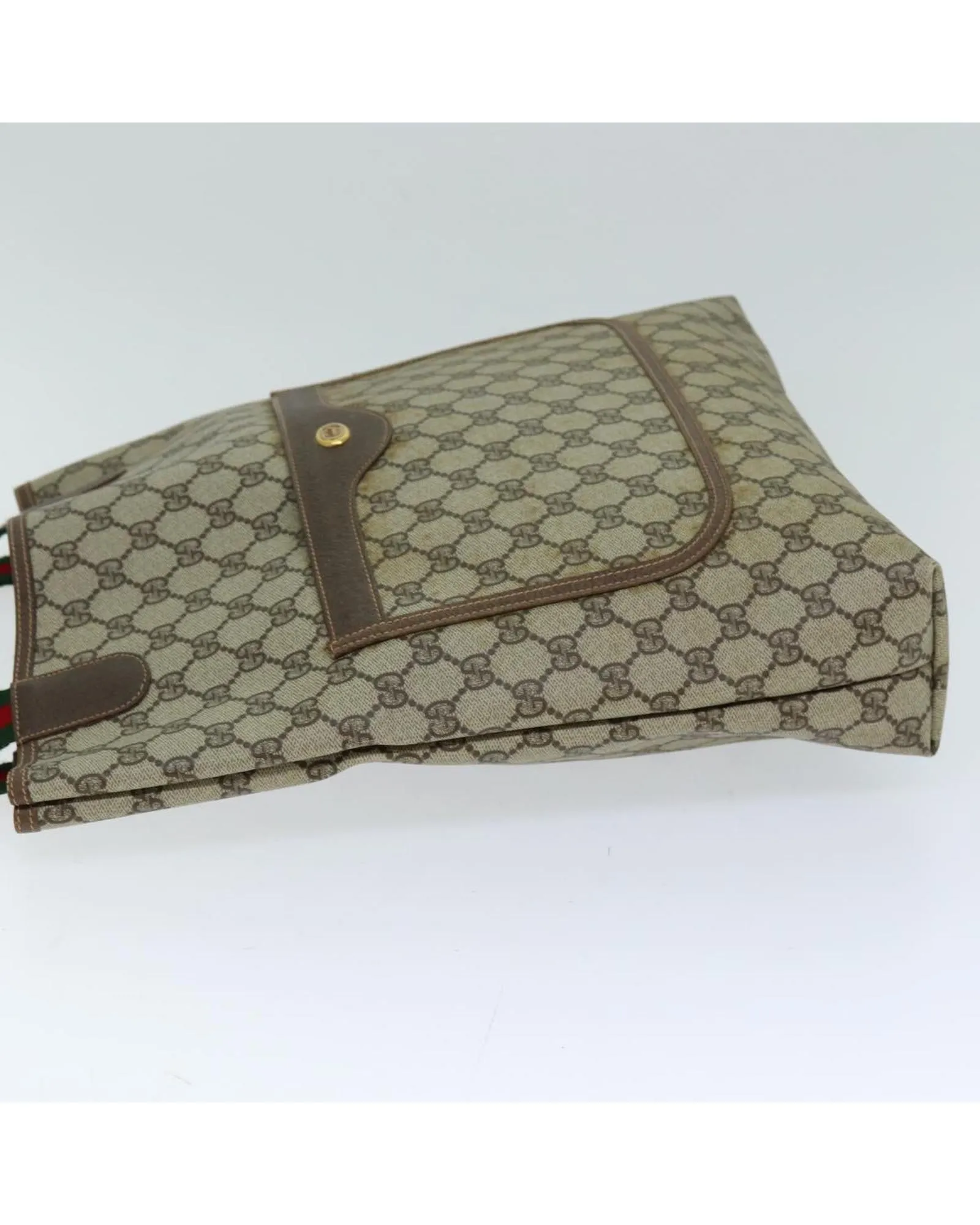 Beige GG Supreme Tote Bag with Web Detail by Luxury Designer