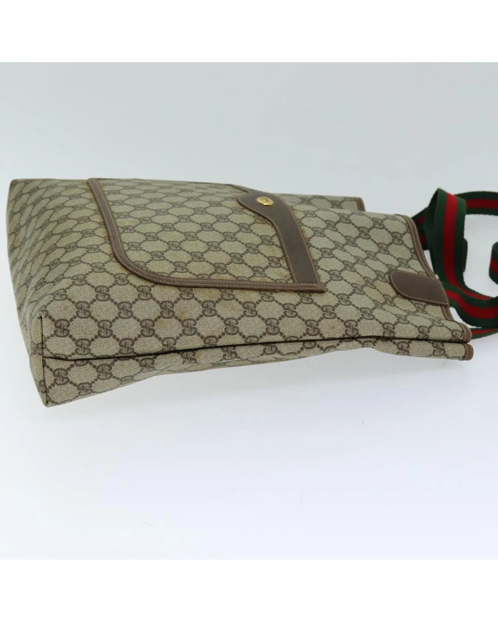 Beige GG Supreme Tote Bag with Web Detail by Luxury Designer