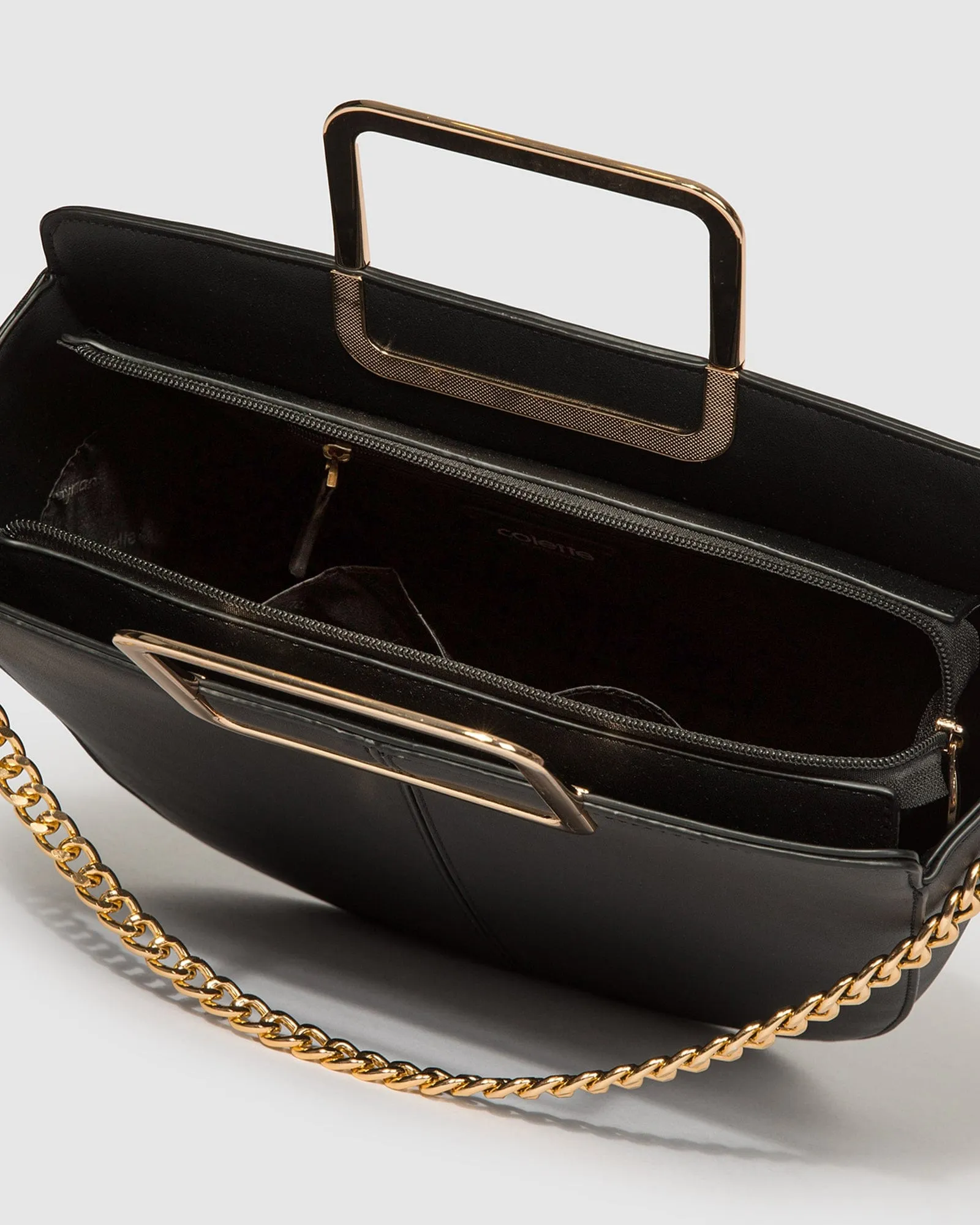 Black Ariel Medium Chain Tote Bag