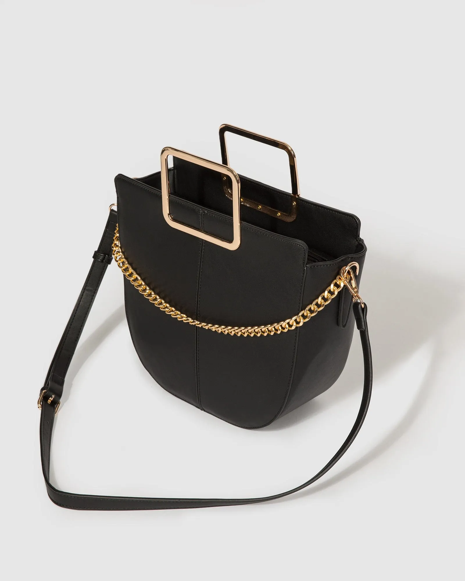 Black Ariel Medium Chain Tote Bag