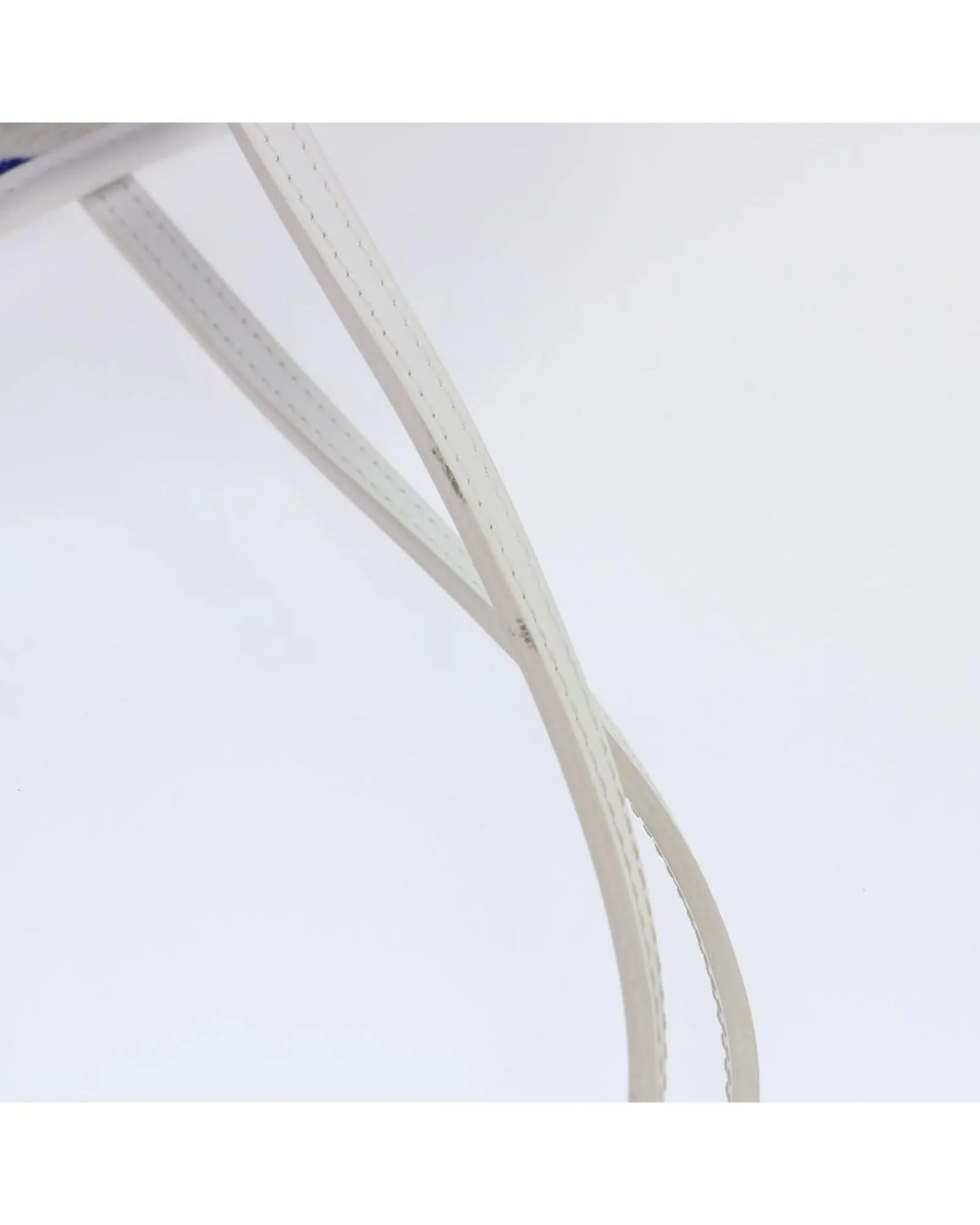 Blue and White Leather Tote Bag with Pouch - Rank A