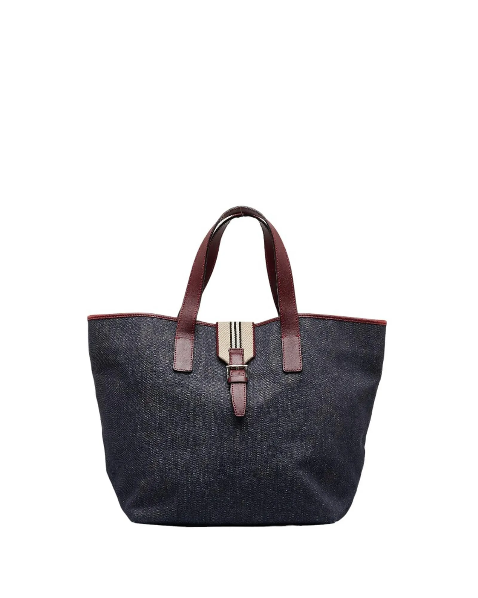 Blue Denim Leather Tote Bag