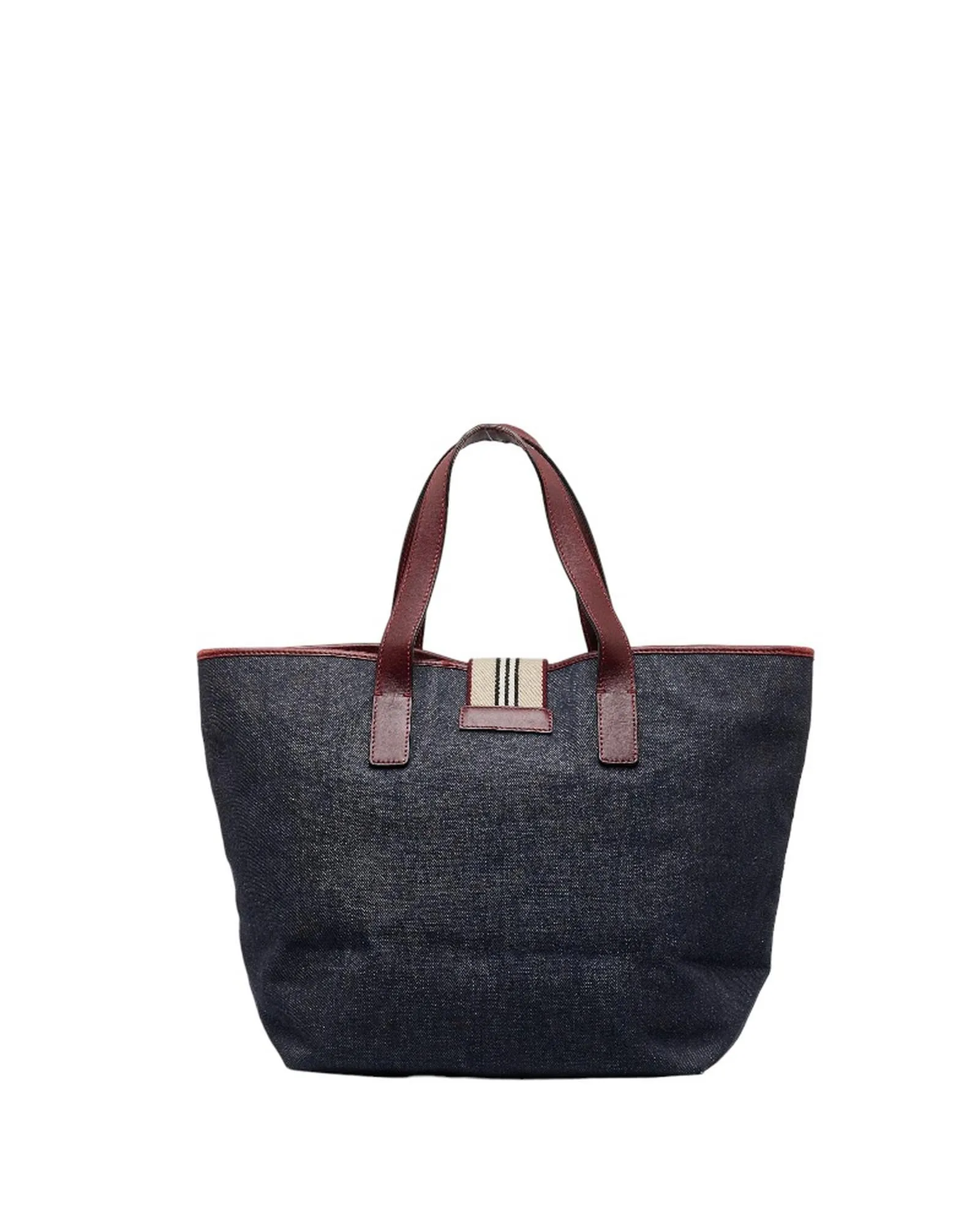 Blue Denim Leather Tote Bag