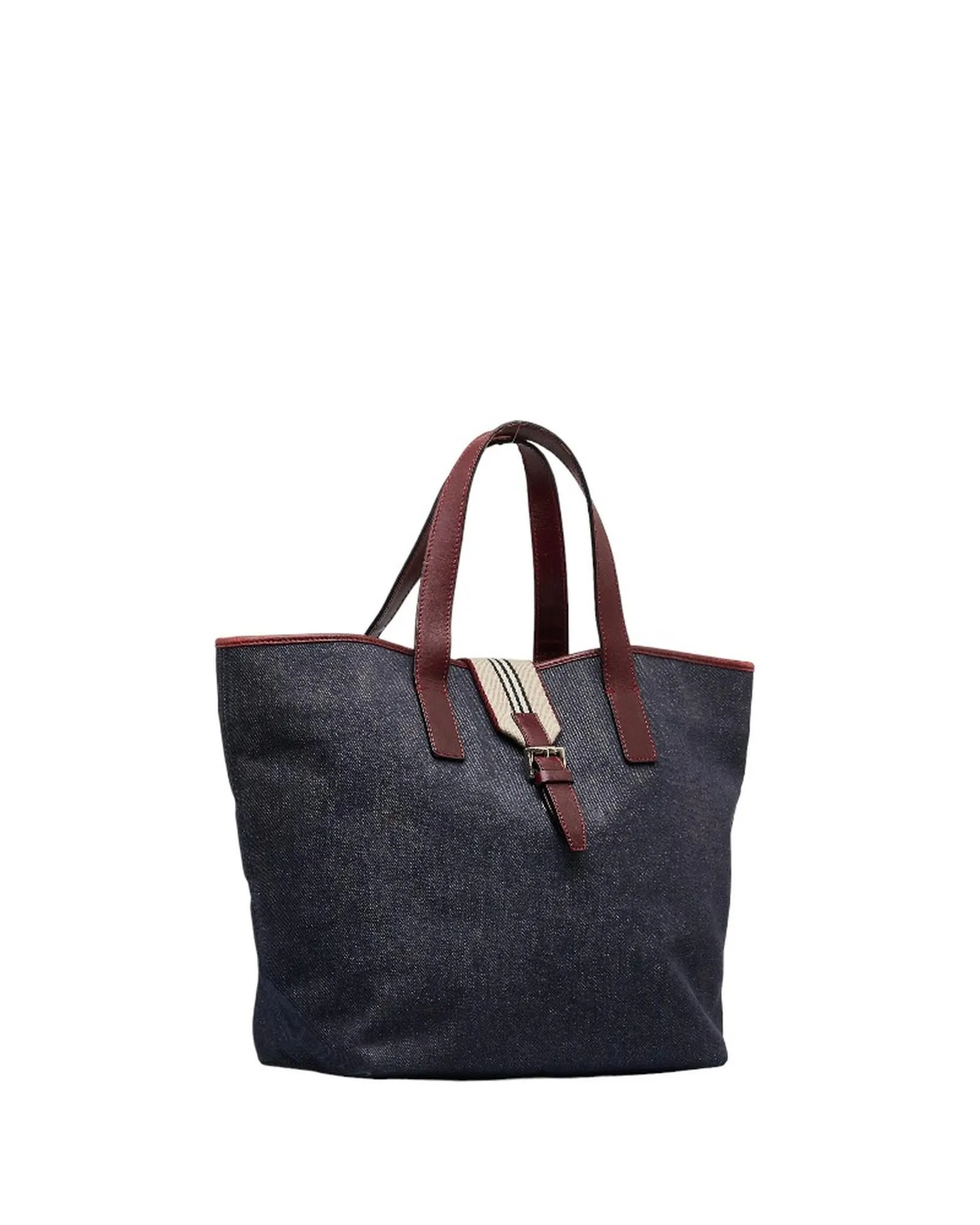 Blue Denim Leather Tote Bag