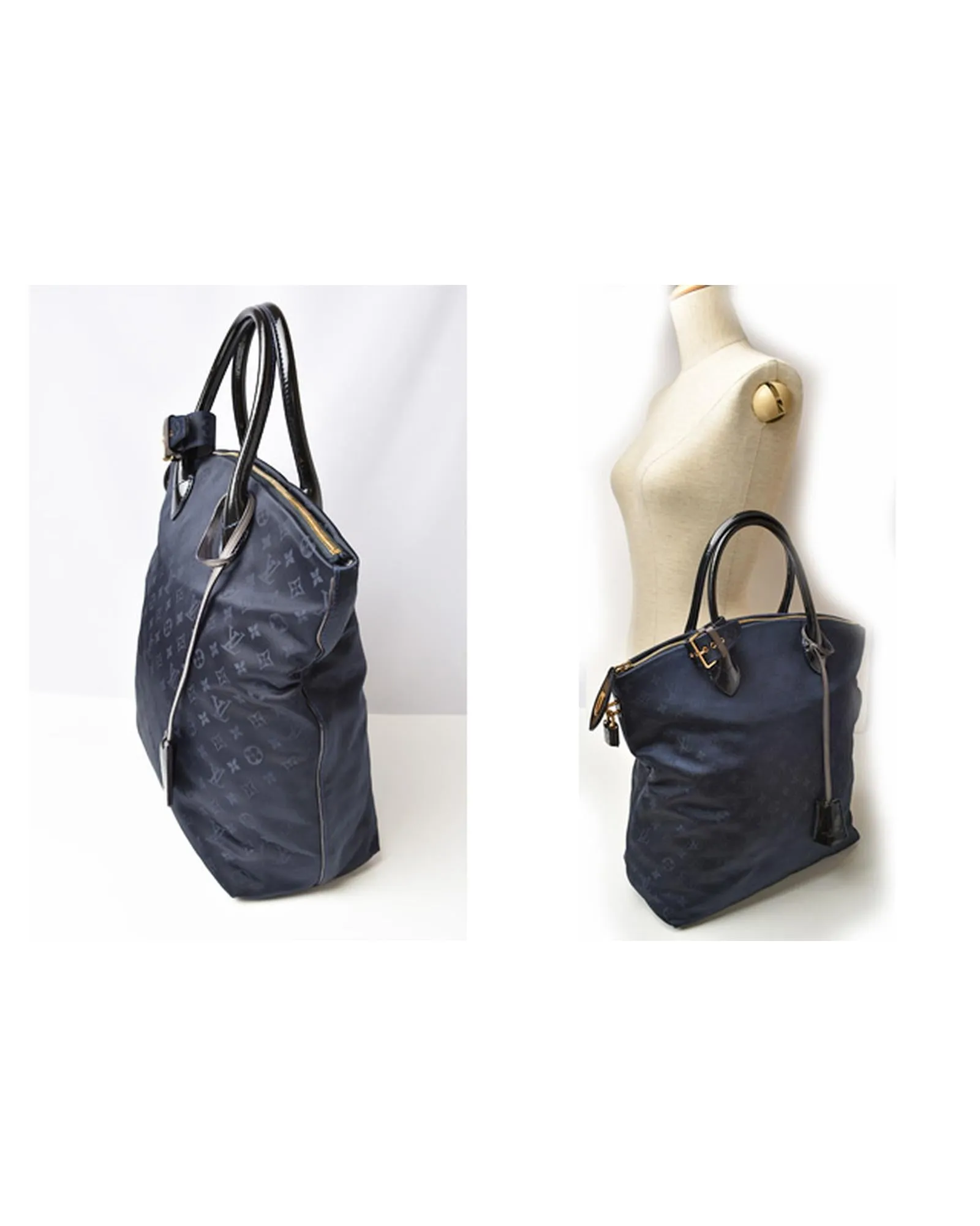 Blue Nylon/Leather Tote Bag - Monogram De Jour Series