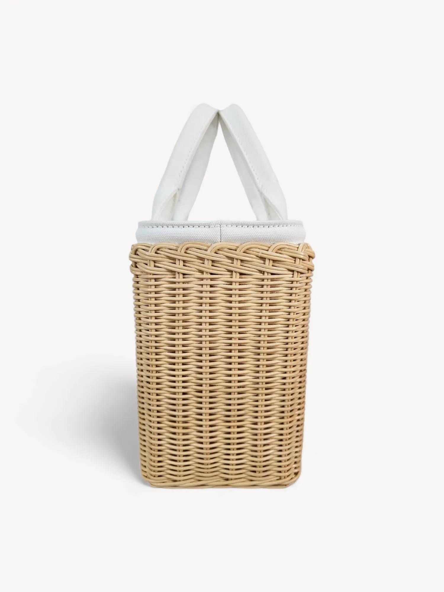 Bolsa Prada Tote em Vime e Canvas Branco