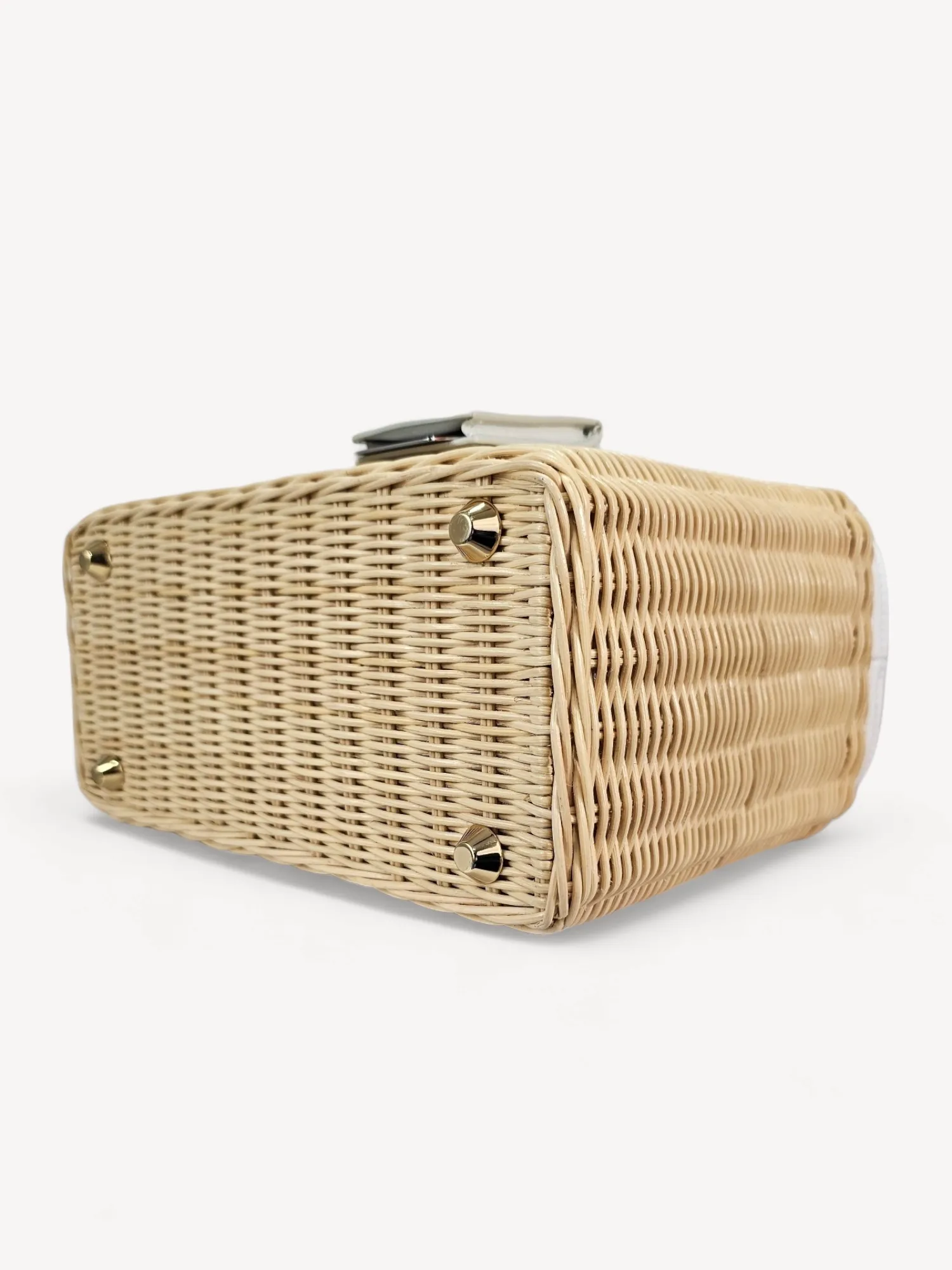 Bolsa Prada Tote em Vime e Canvas Branco
