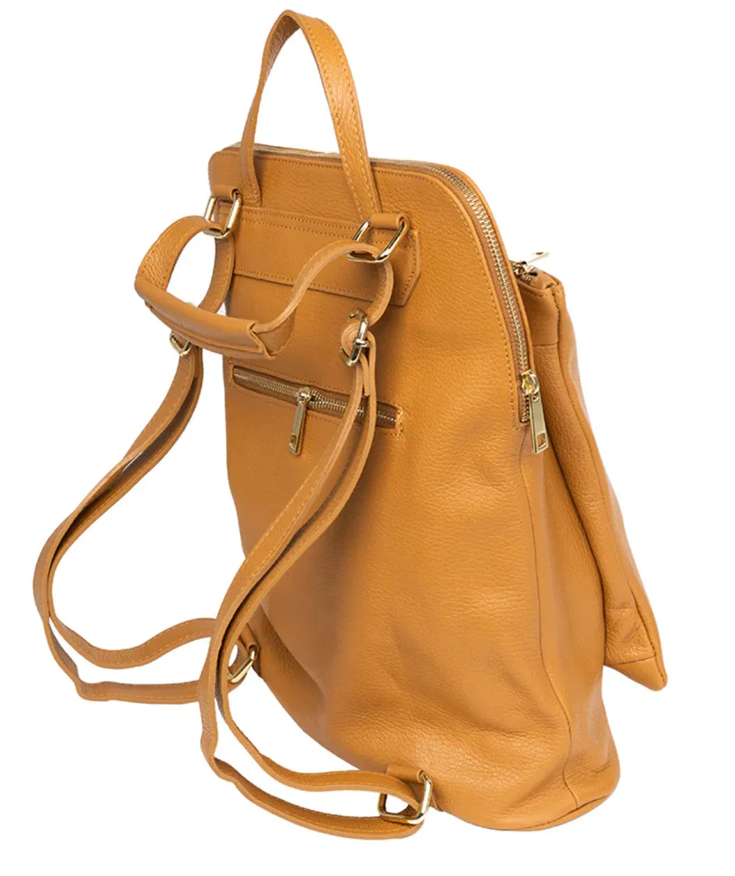 Camel Italian Leather Backpack