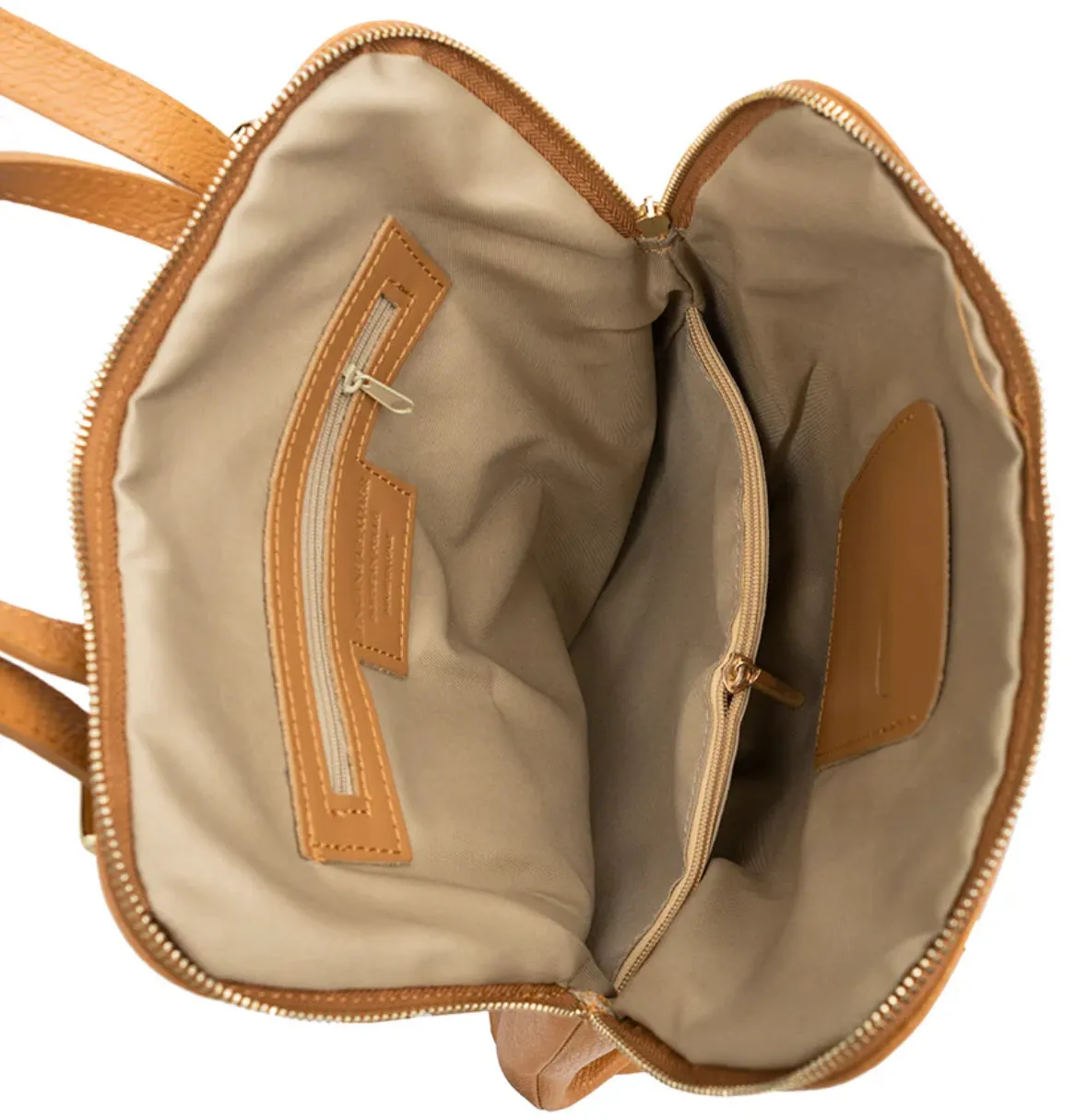 Camel Italian Leather Backpack