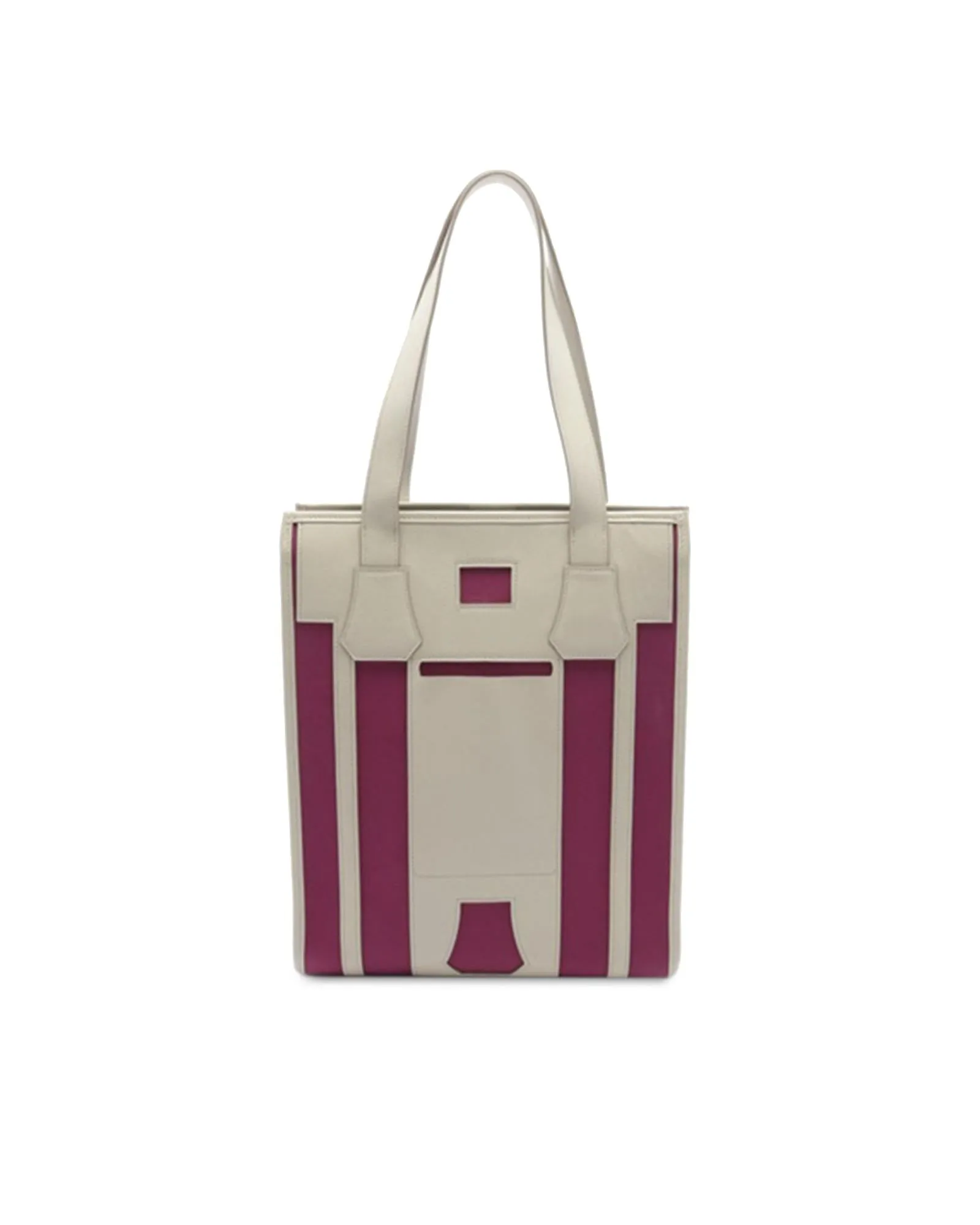 Canvas and Leather Tote Bag with Flat Straps and Open Top