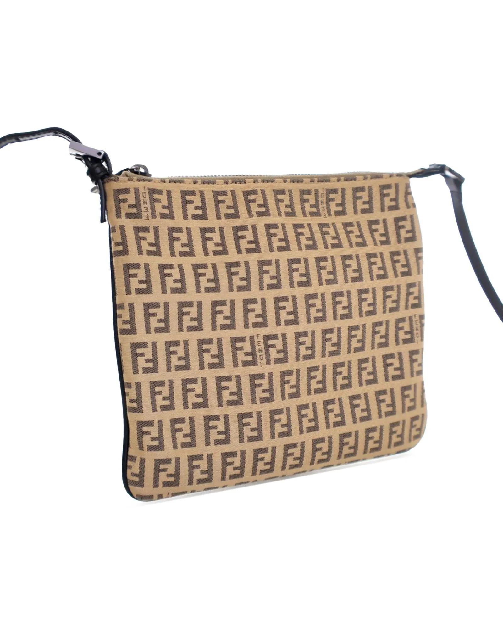 Canvas Crossbody Bag with Leather Trim and Interior Pocket