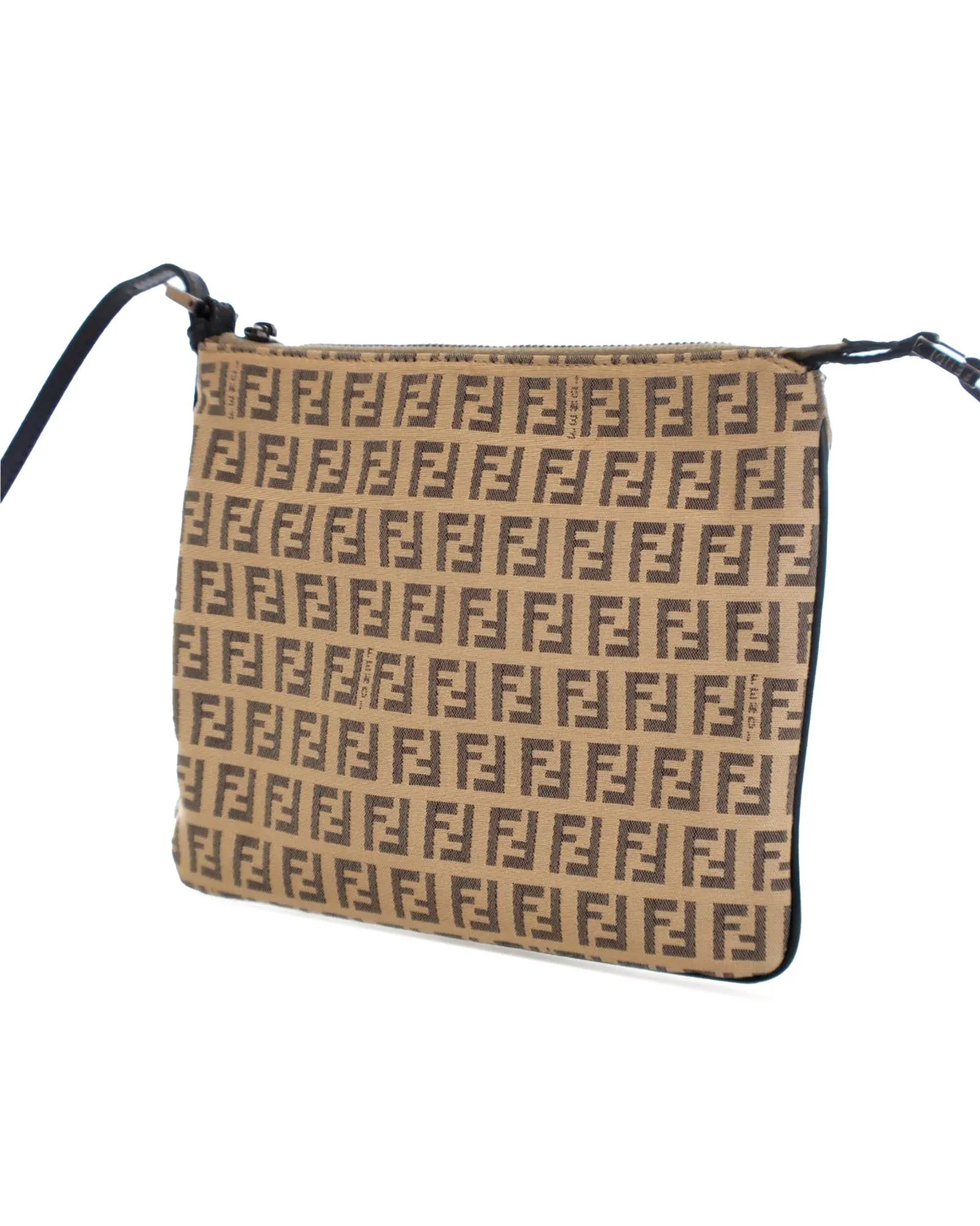 Canvas Crossbody Bag with Leather Trim and Interior Pocket
