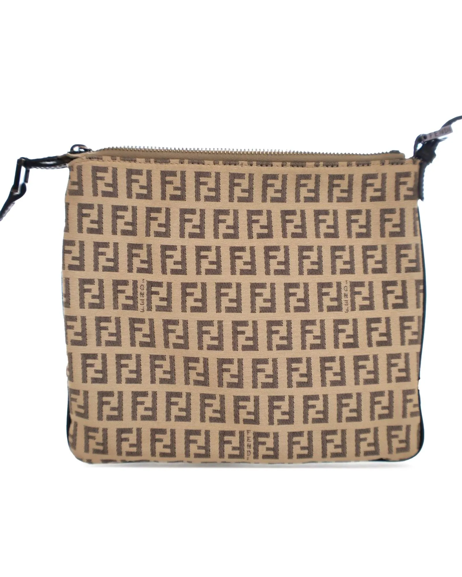 Canvas Crossbody Bag with Leather Trim and Interior Pocket
