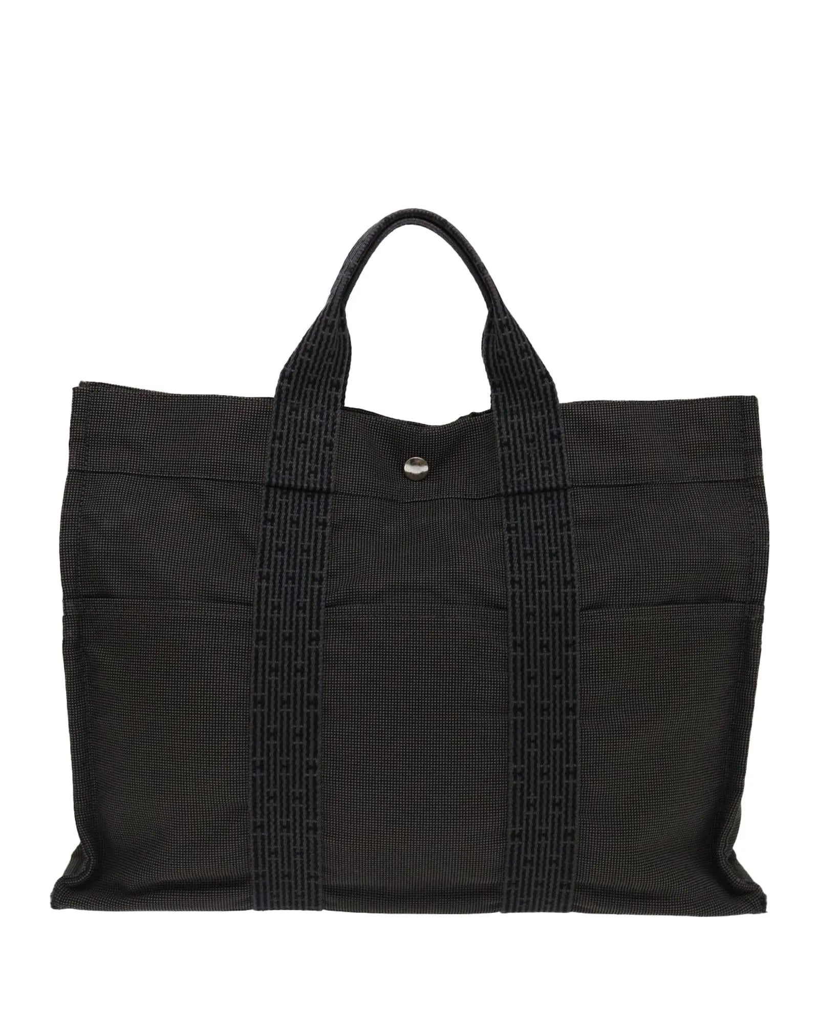 Canvas Gray Tote Bag with Accessories - Authentic Hermes Design