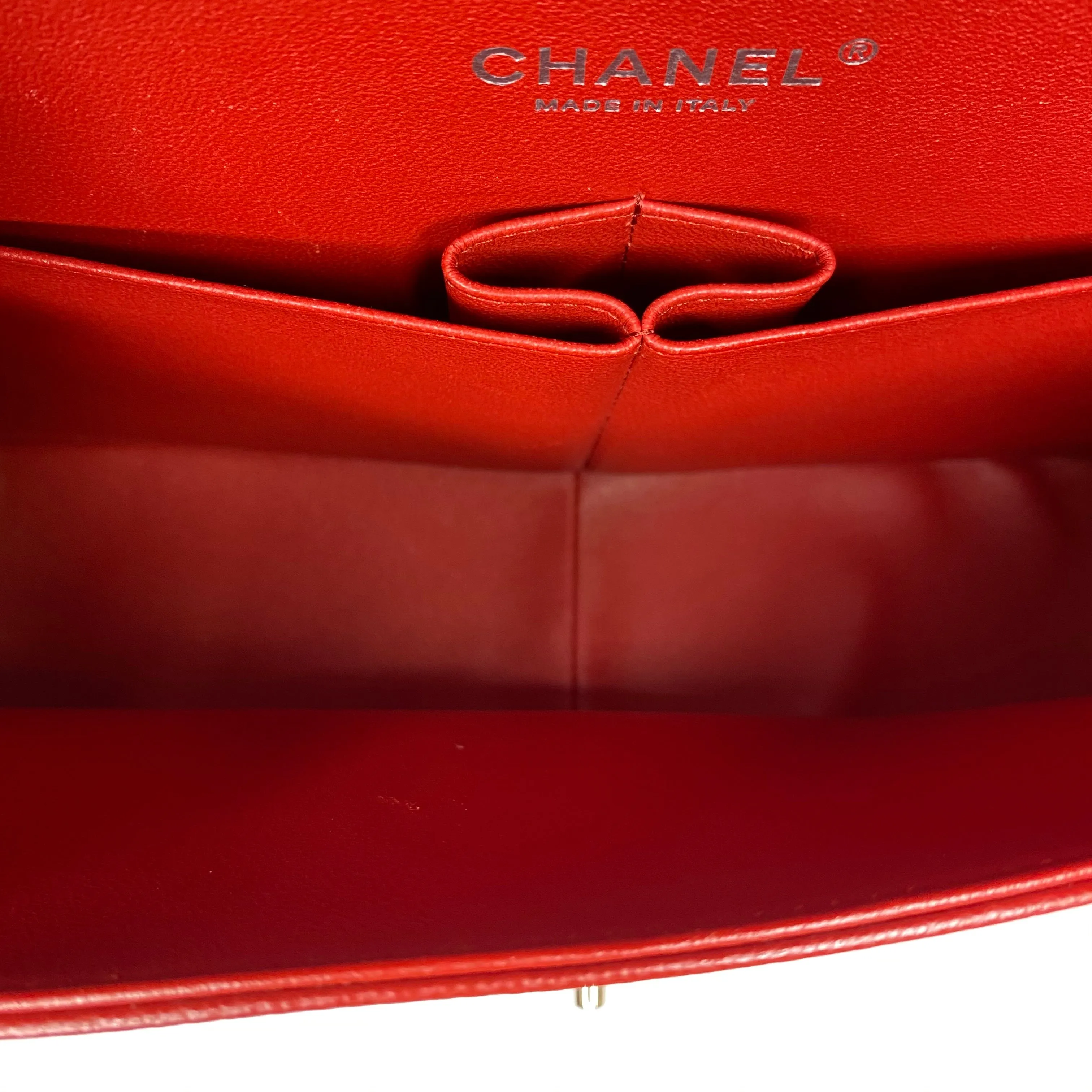 Chanel 2016 Red Chevron Jumbo Double Flap Bag