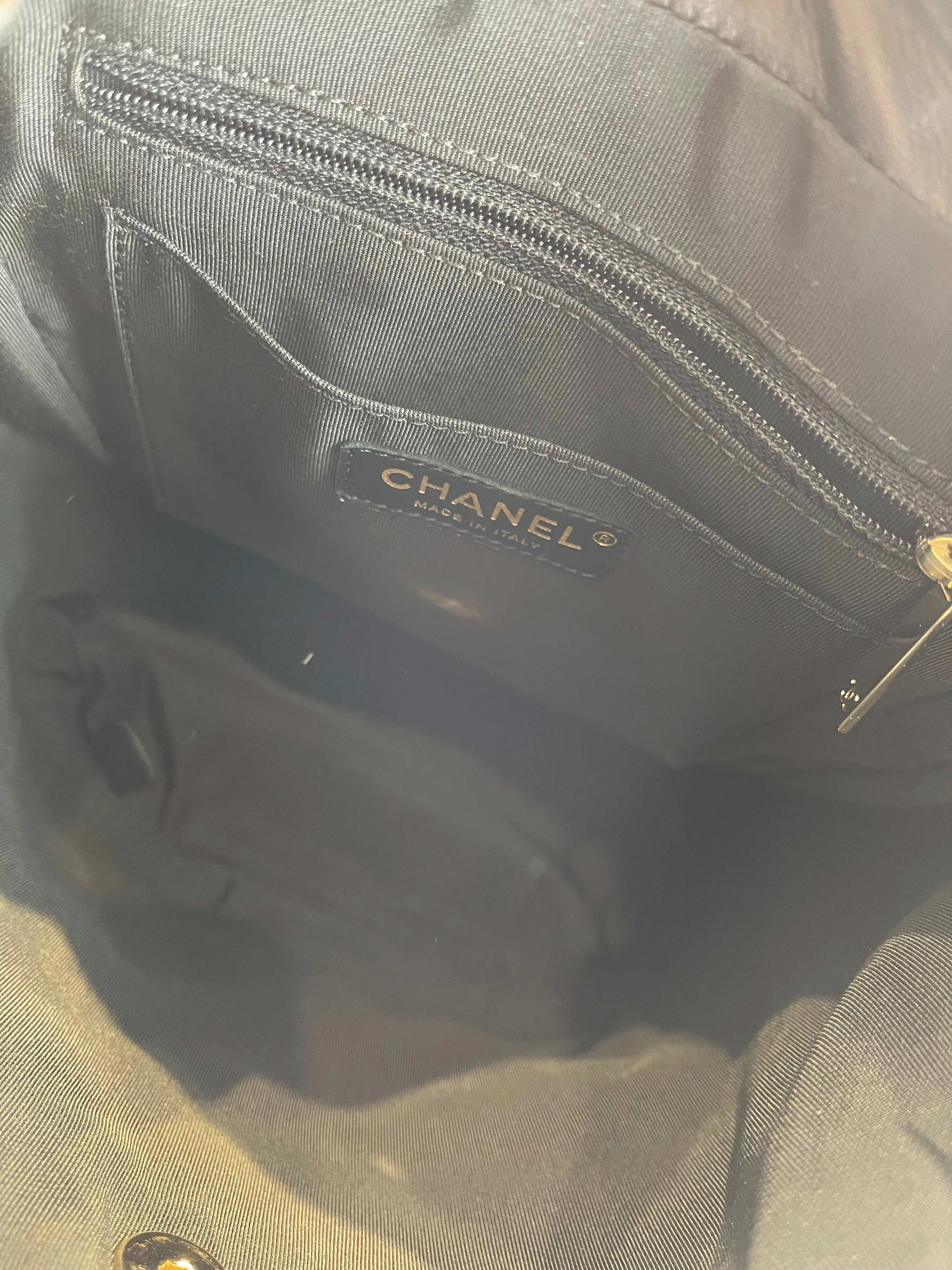 Chanel Black Lambskin Leather Medium Backpack