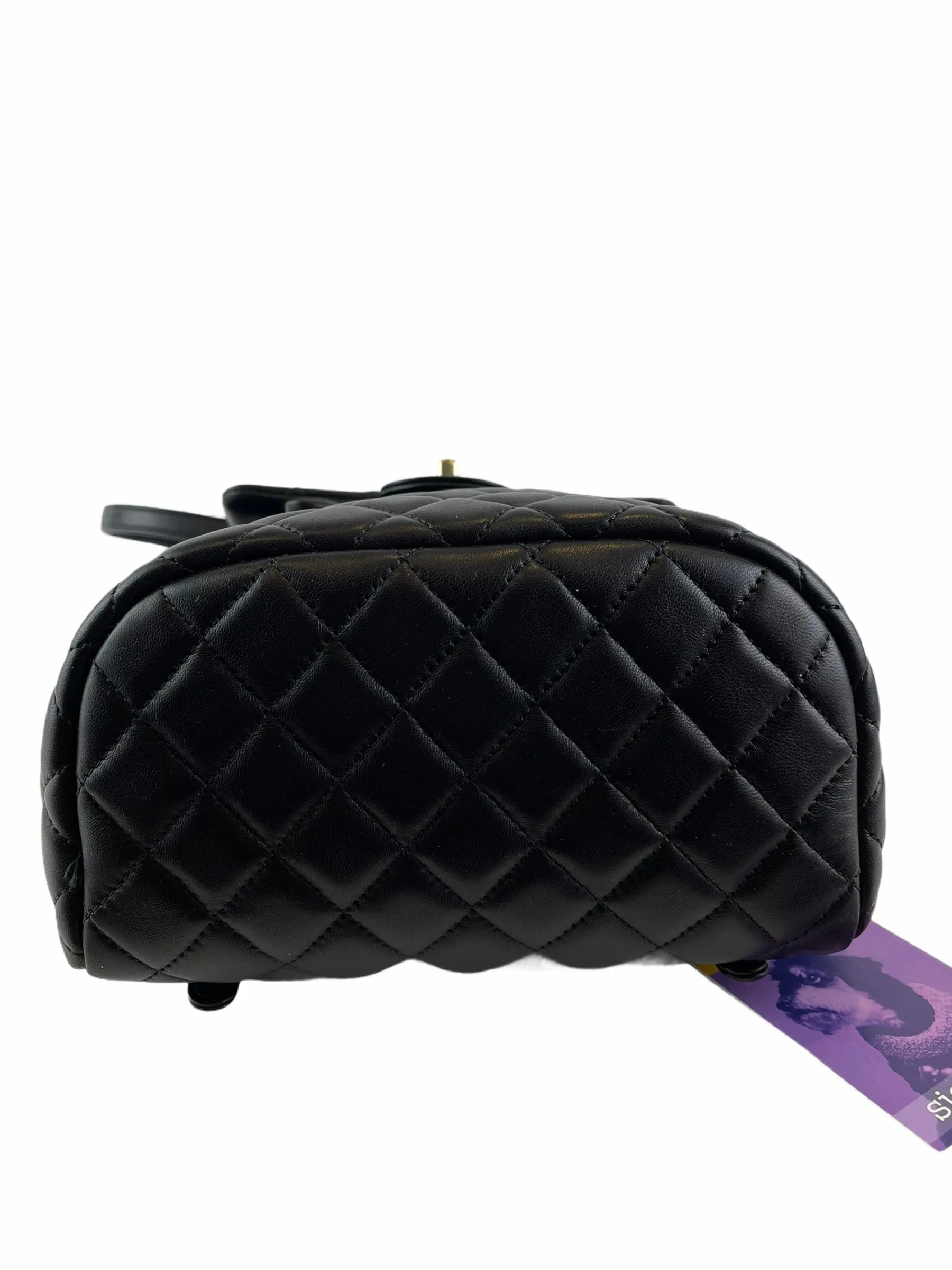 Chanel Black Lambskin Leather Medium Backpack