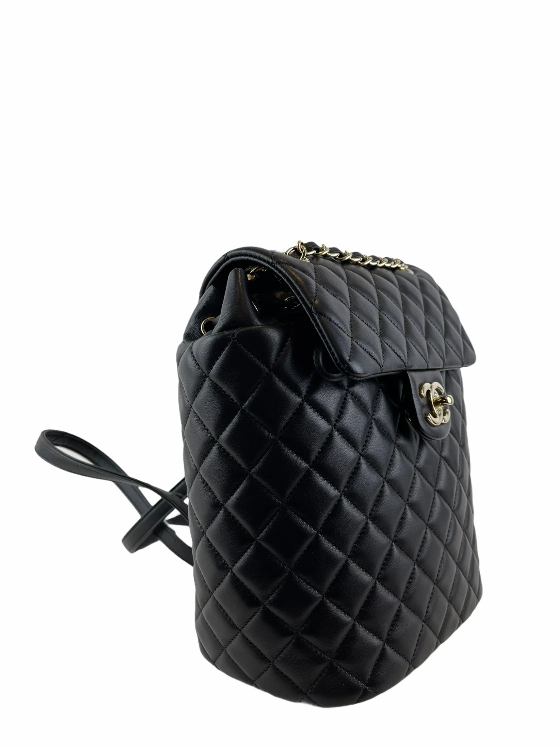 Chanel Black Lambskin Leather Medium Backpack