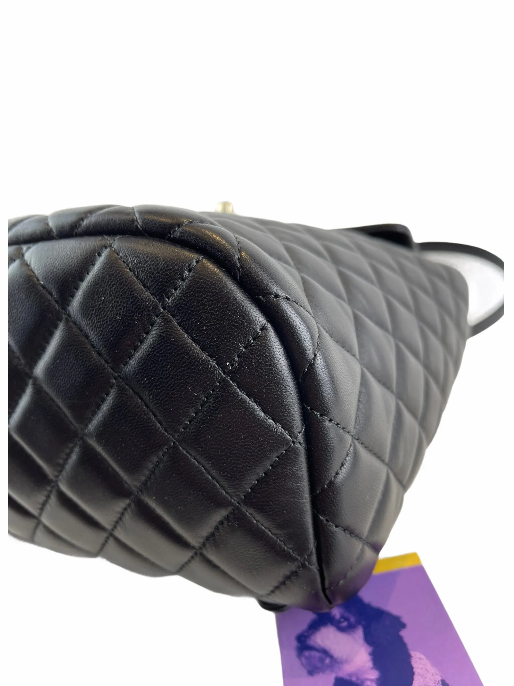 Chanel Black Lambskin Leather Medium Backpack