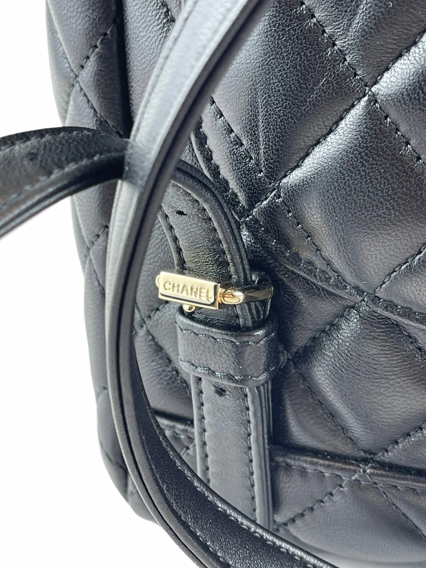 Chanel Black Lambskin Leather Medium Backpack
