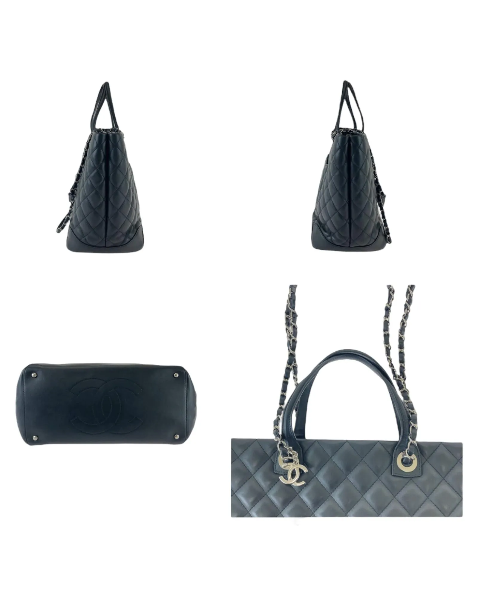 Chanel Black Leather Matelasse Tote Bag with Coco Mark