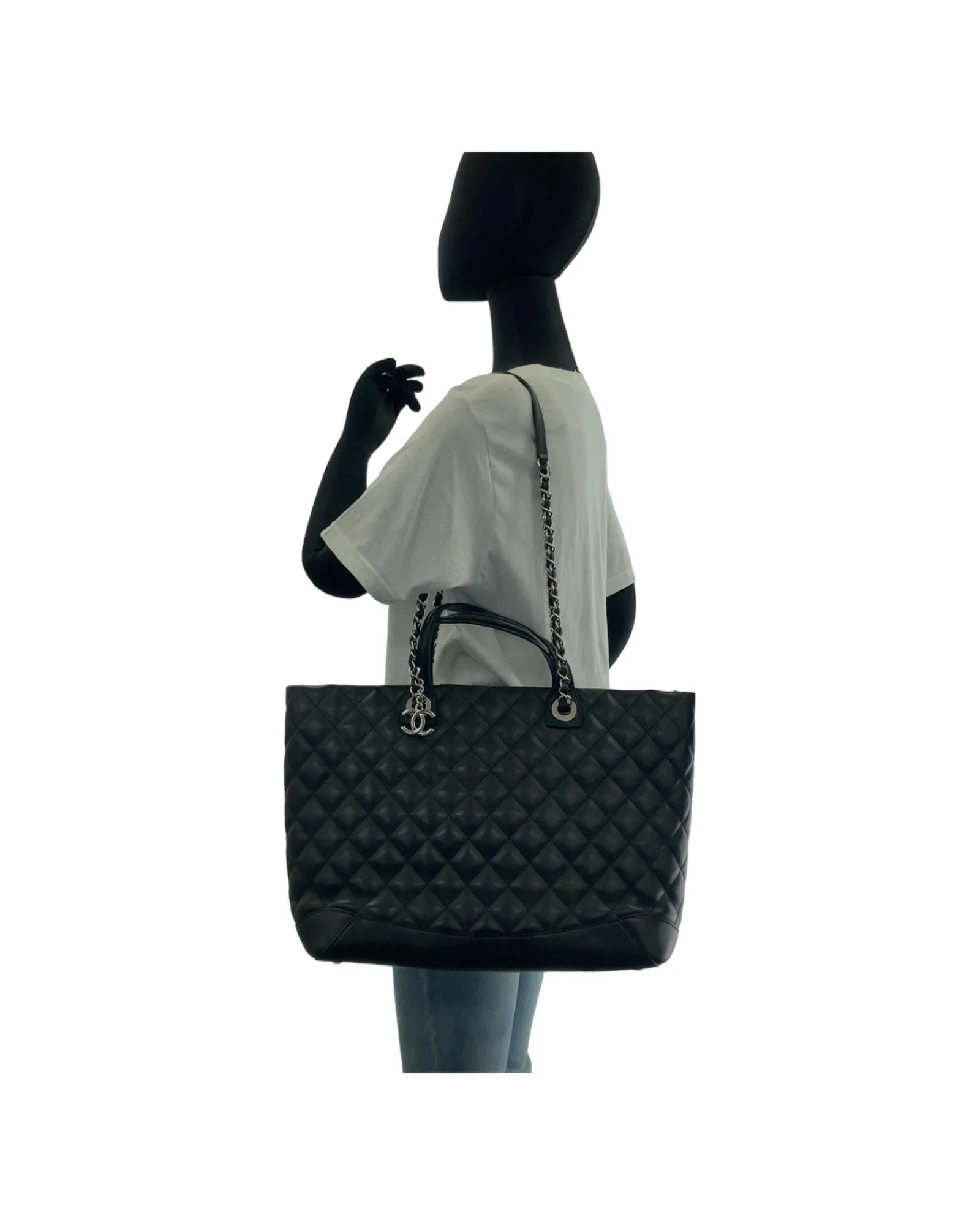 Chanel Black Leather Matelasse Tote Bag with Coco Mark