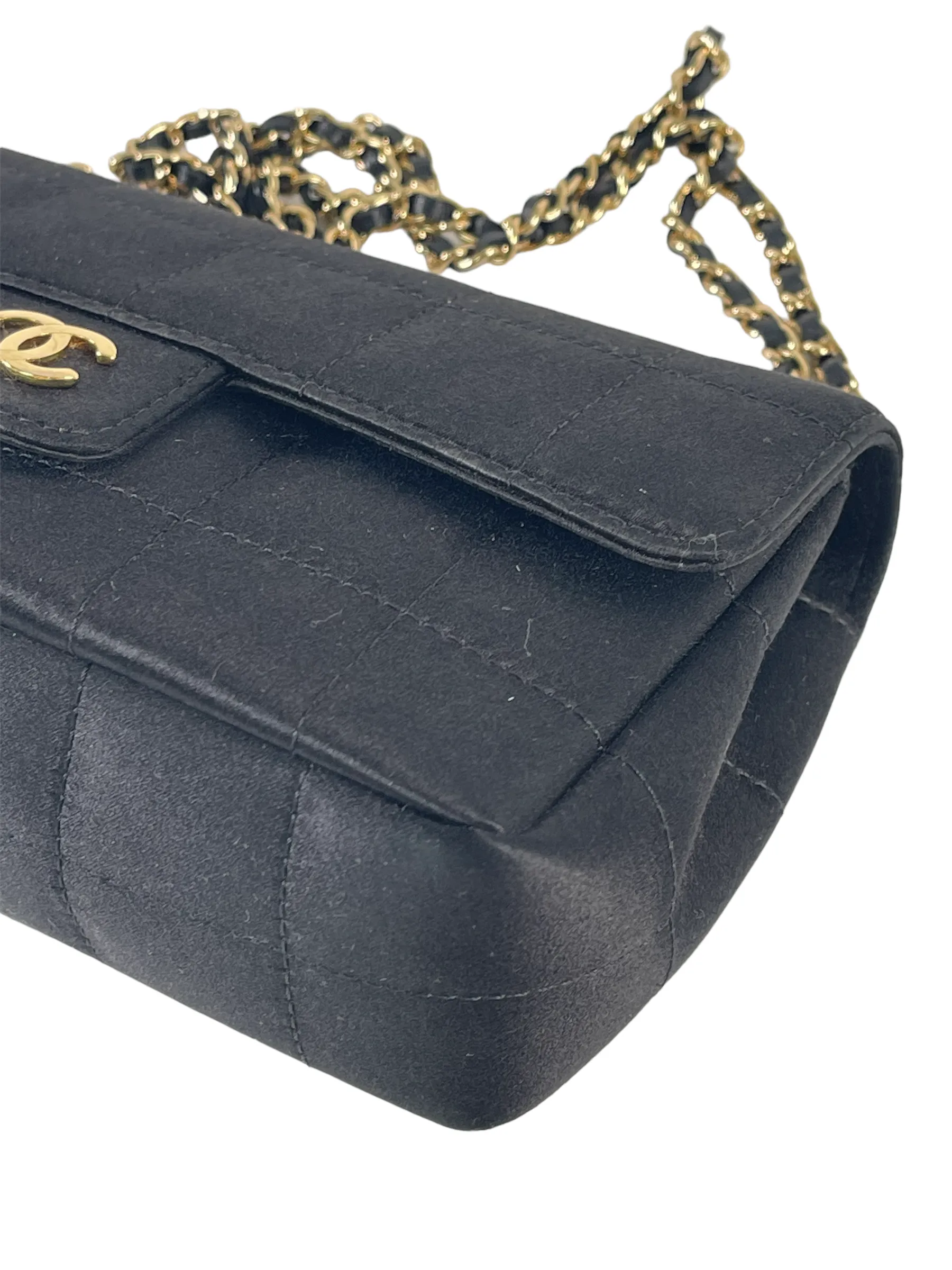Chanel Black Satin Mini Flap Crossbody