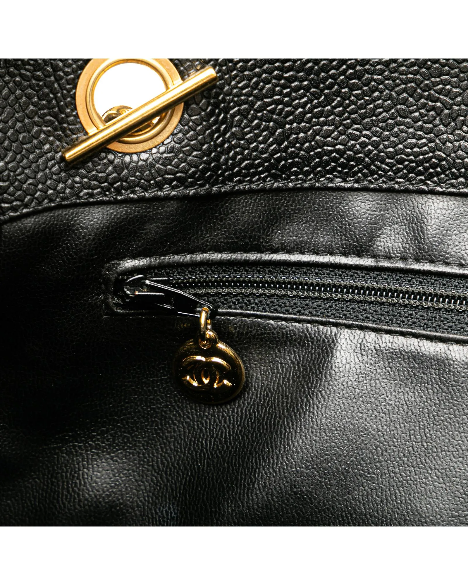 Chanel Classic Double Flap Medium Tote Bag Black Caviar Leather