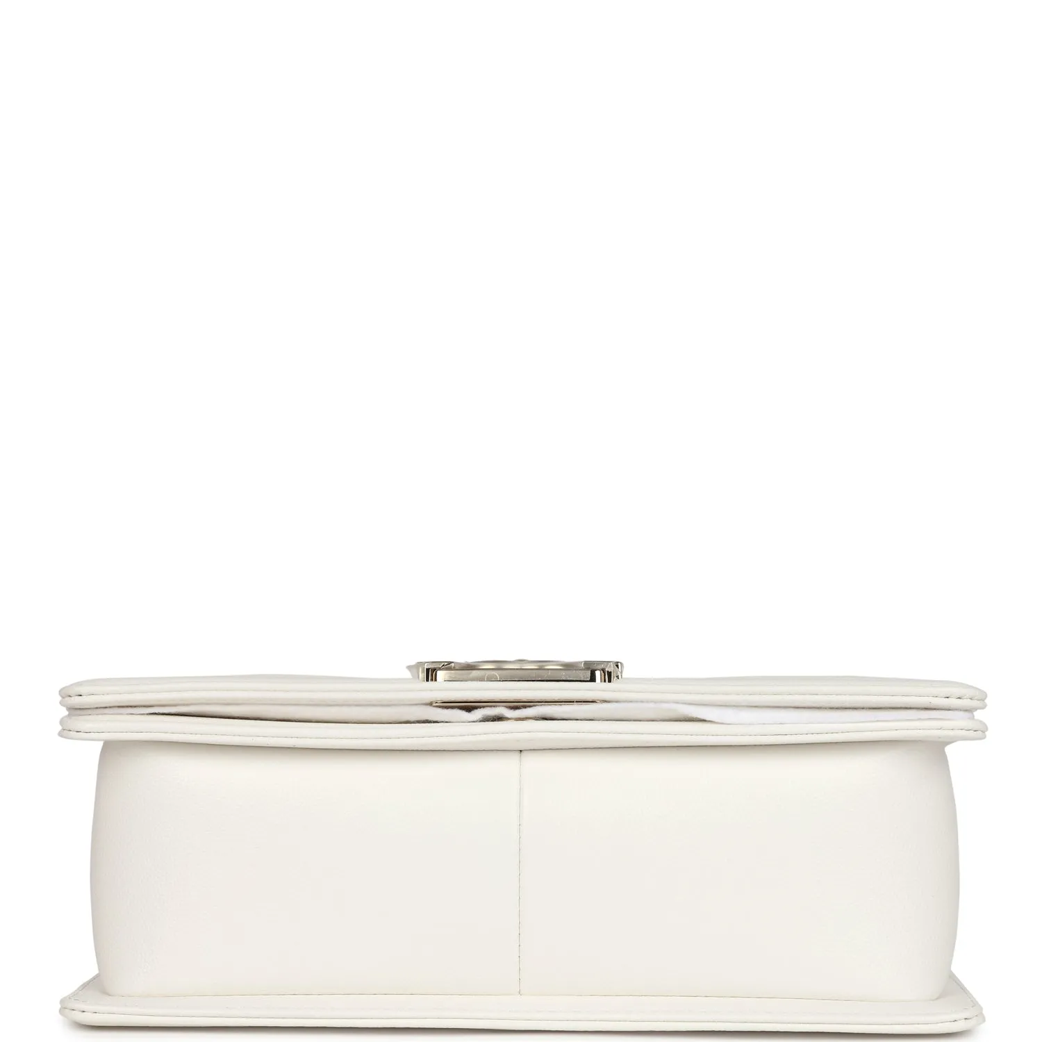 Chanel Medium Boy Bag White Caviar Light Gold Hardware