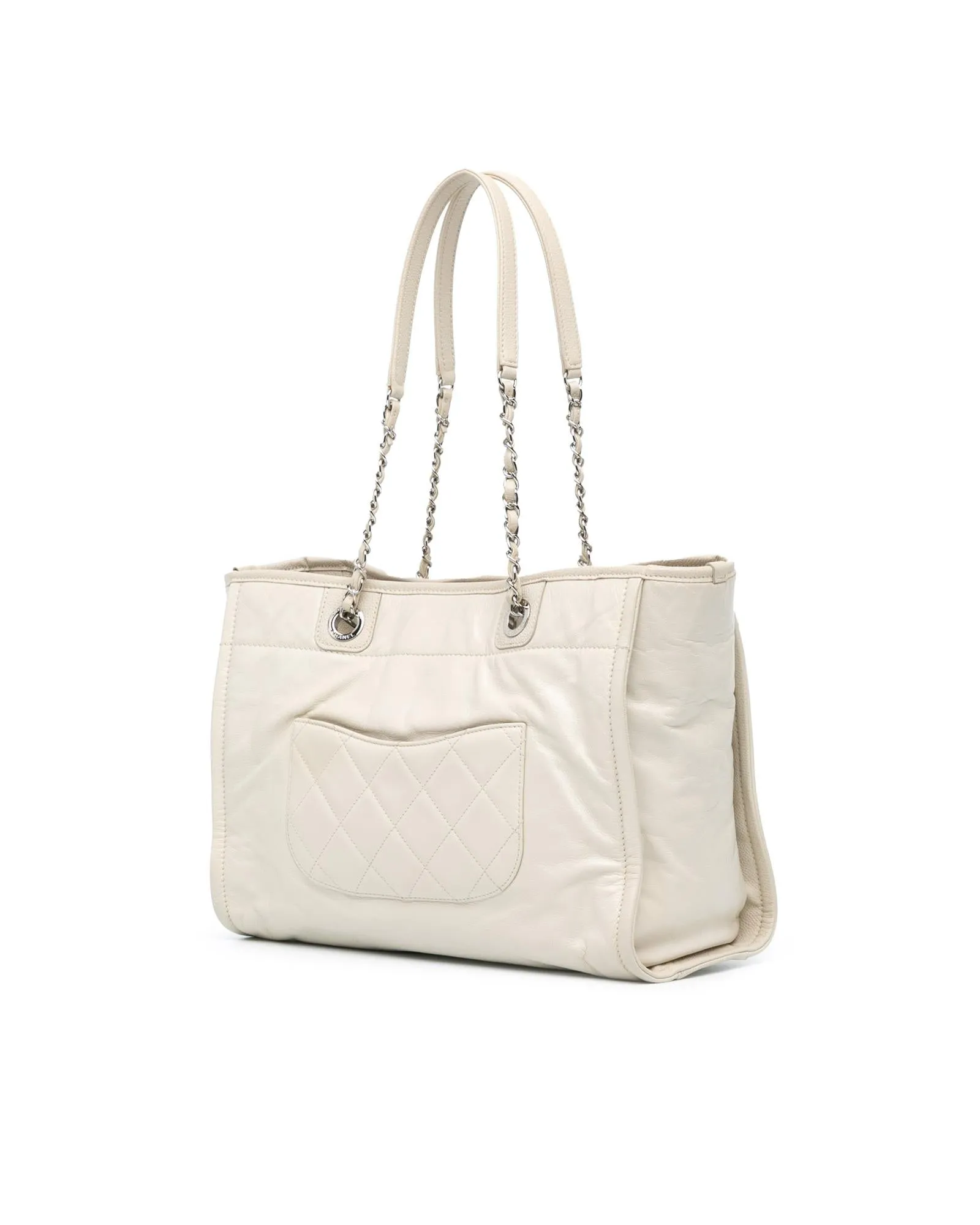 Chanel White Quilted Leather Tote Bag