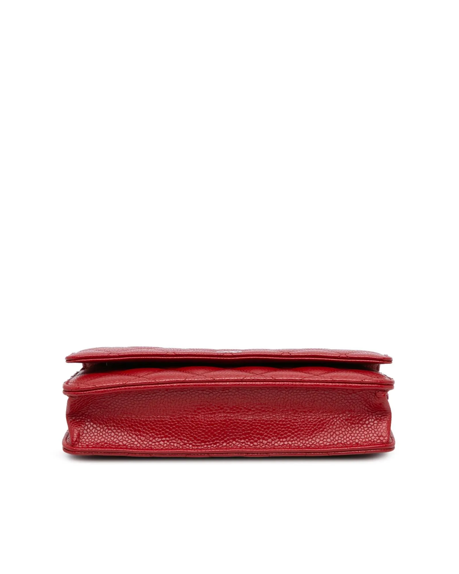 Classic Quilted Leather Wallet on Chain with Silver-Tone Chain Strap