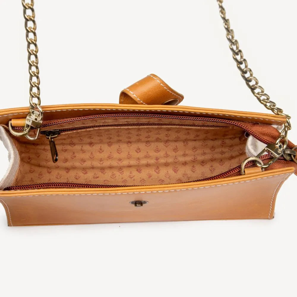 Crossbody Leather Bag with Chain Strap
