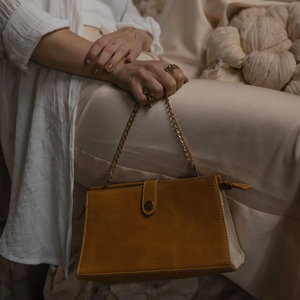 Crossbody Leather Bag with Chain Strap