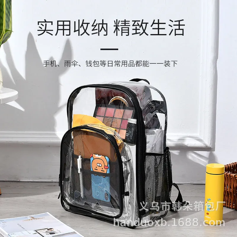 deanwangkt Cross-Border  Environmental Protection PVC Transparent Backpack Fashion Waterproof Student Schoolbag Transparent Bag Gel Bag