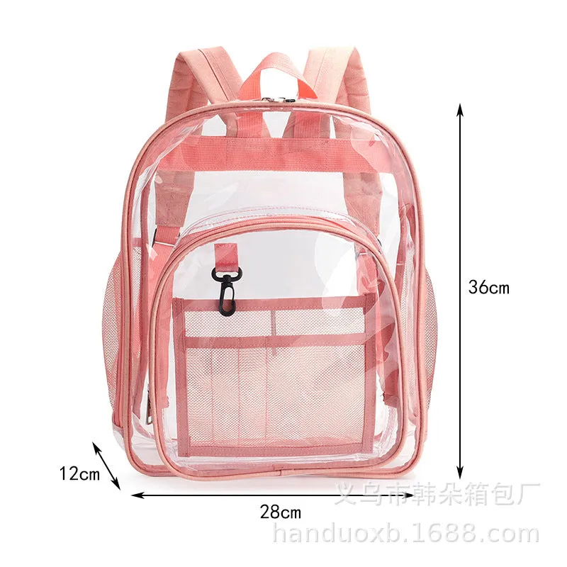 deanwangkt Cross-Border  Environmental Protection PVC Transparent Backpack Fashion Waterproof Student Schoolbag Transparent Bag Gel Bag