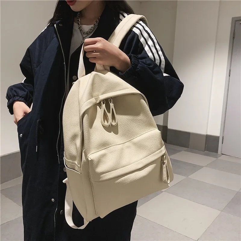 deanwangkt  Pu Male and Female Student Backpack Foreign Trade  New Fashion Shoulder Bag Casual Fashion Couple Schoolbag Wholesale