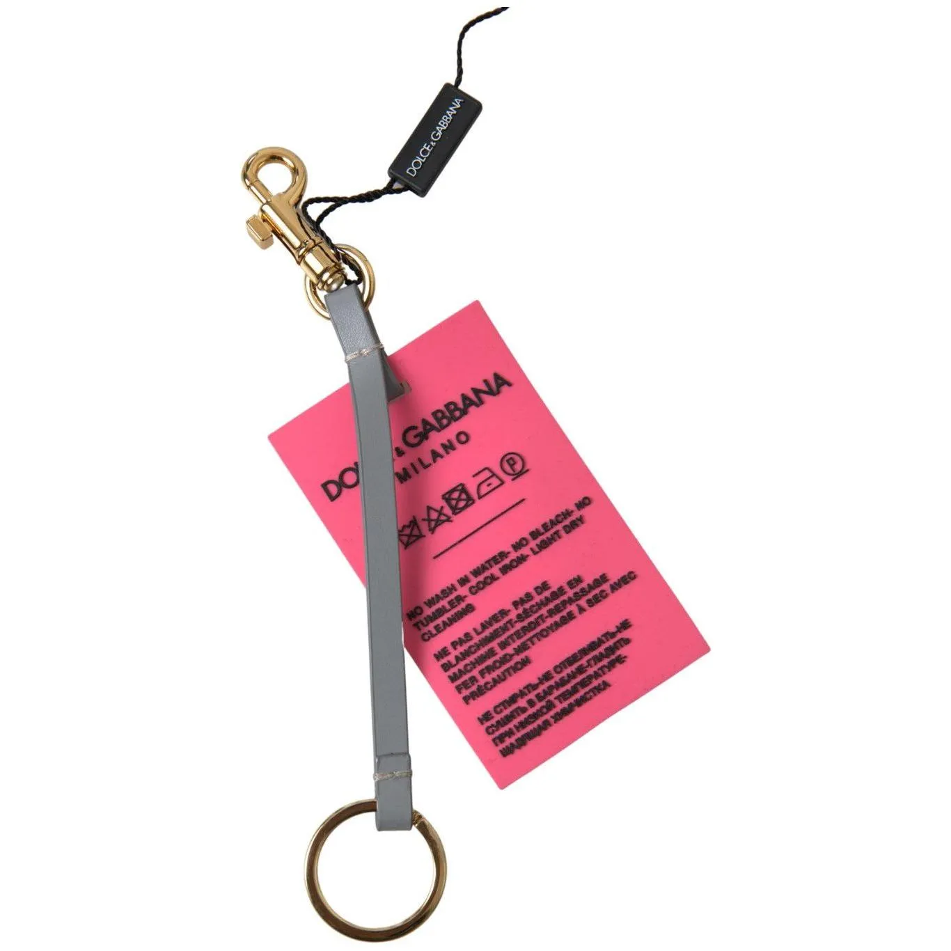 Dolce & Gabbana Chic Pink Leather-Trimmed Keychain