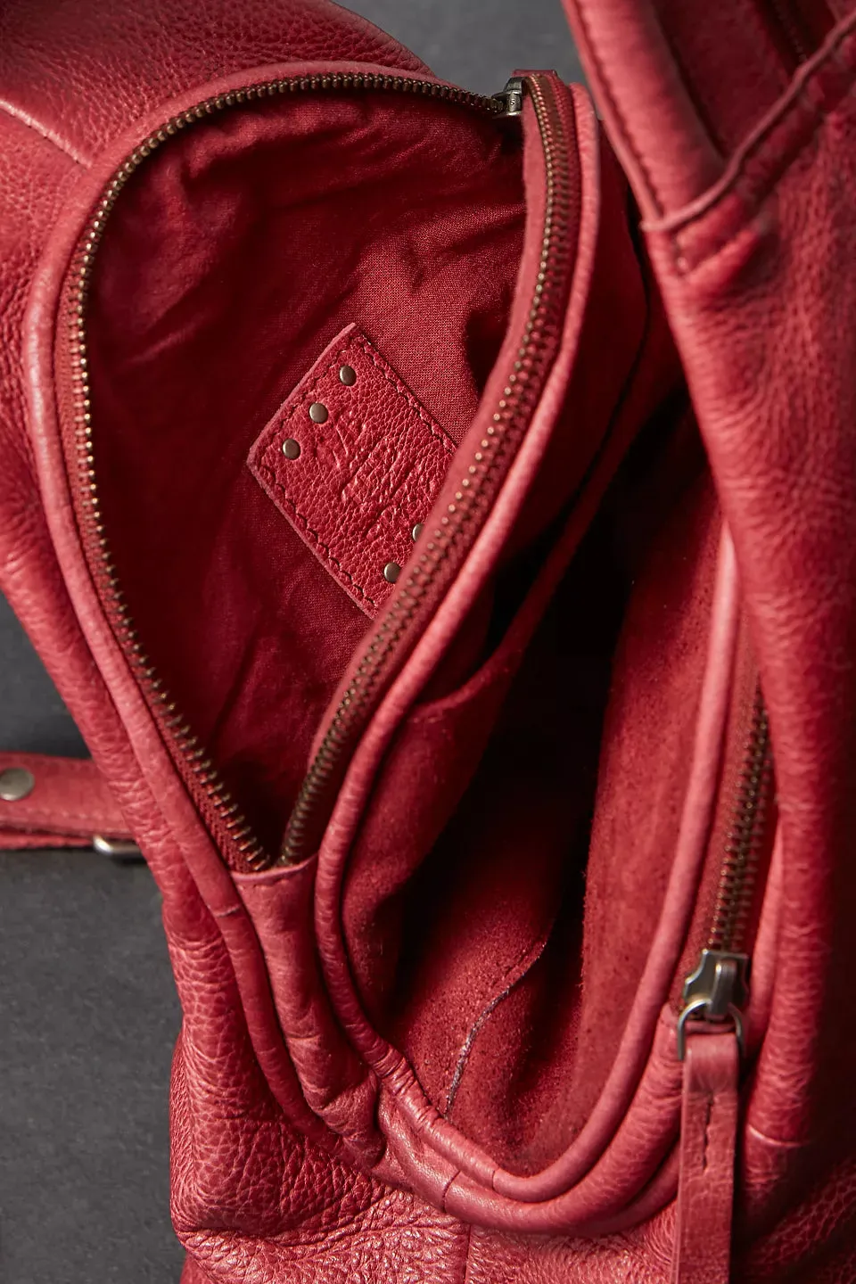 Free People Leather Soho Convertible Backpack- Crimson