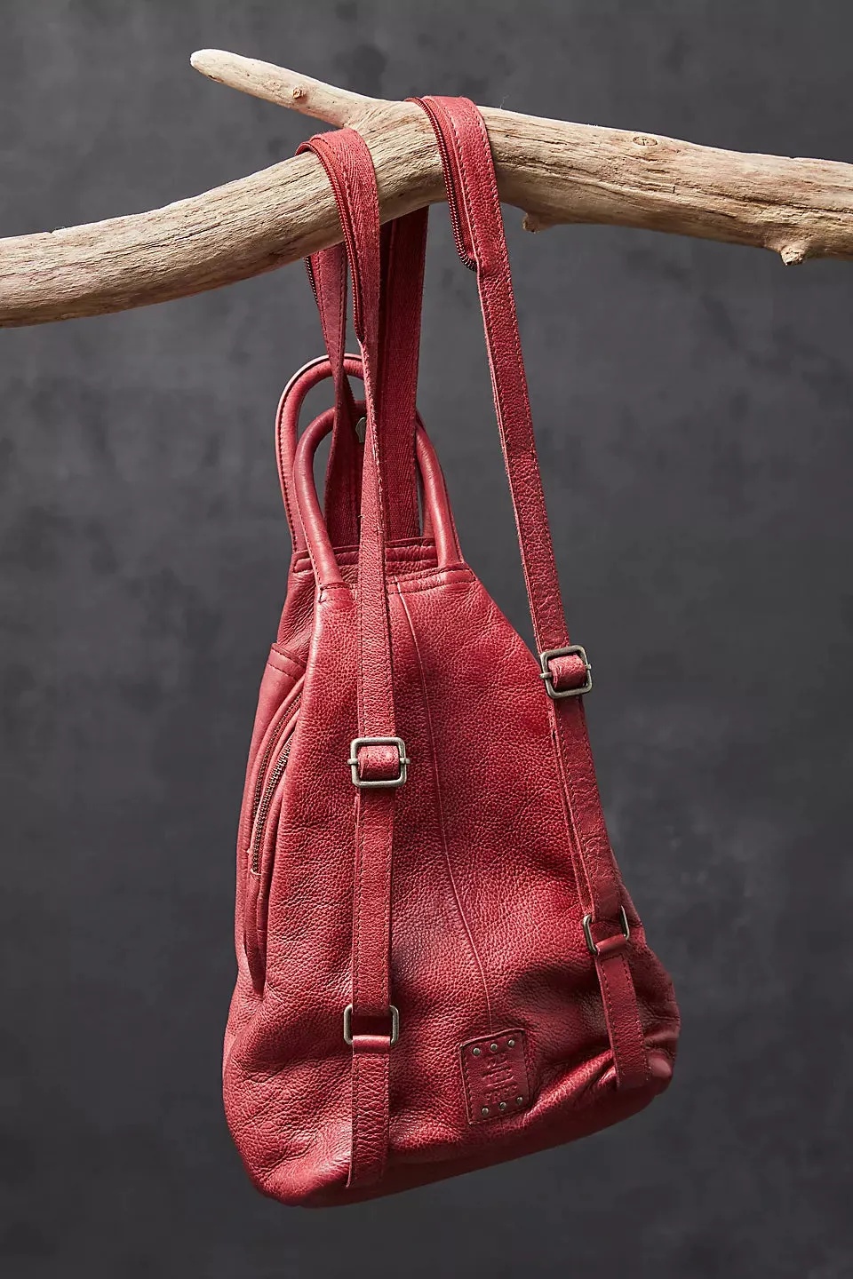 Free People Leather Soho Convertible Backpack- Crimson
